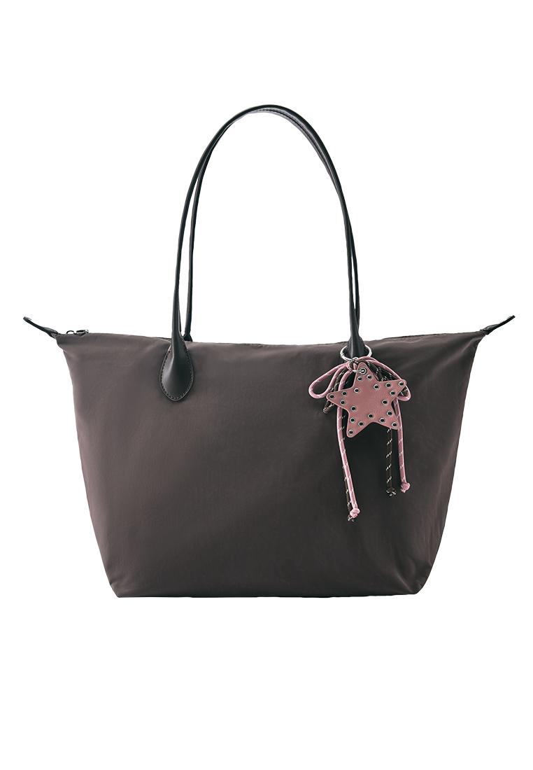 Embellished nylon tote bag — Brown