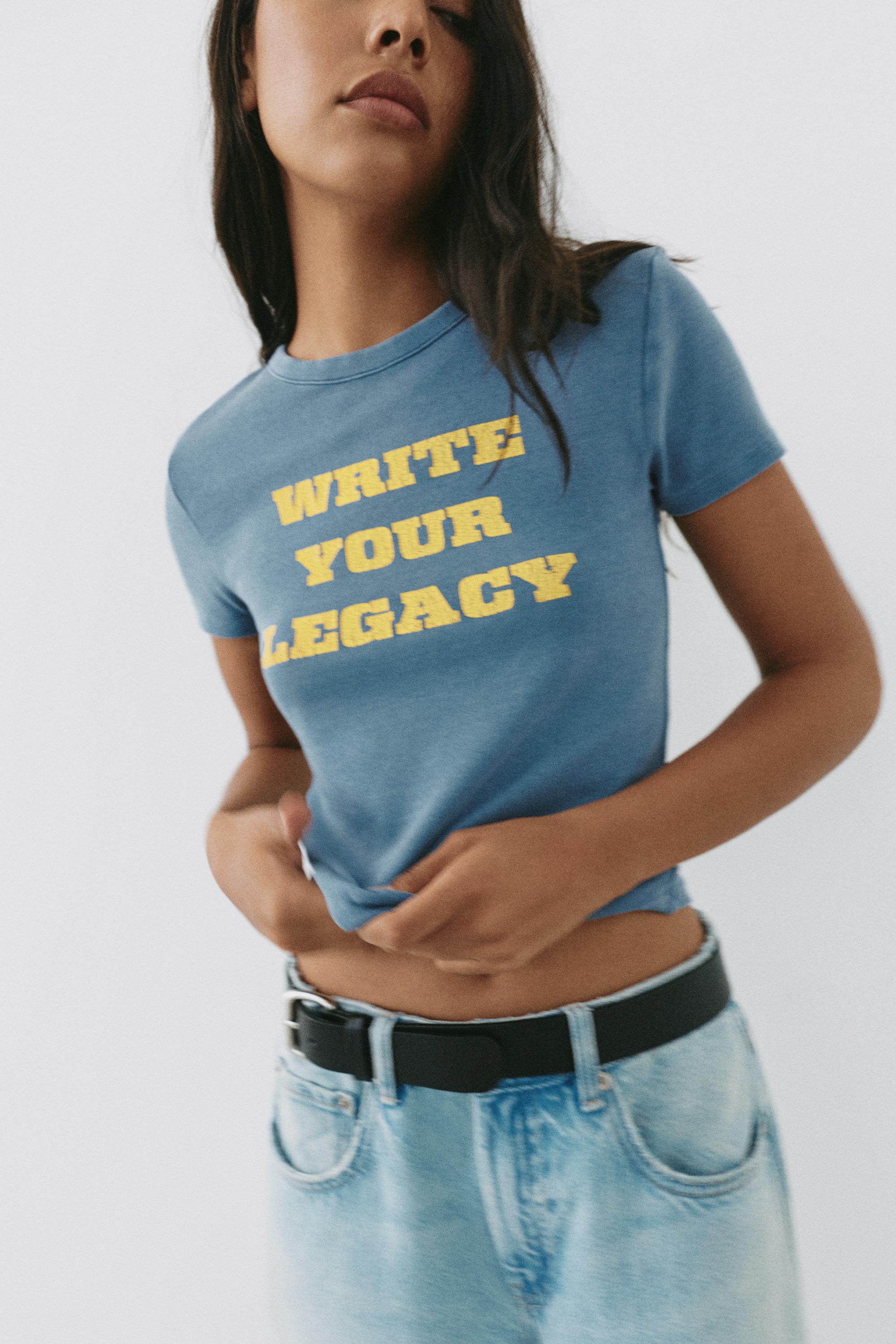 Regular fit crackled graphic T-shirt — Grey/Blue