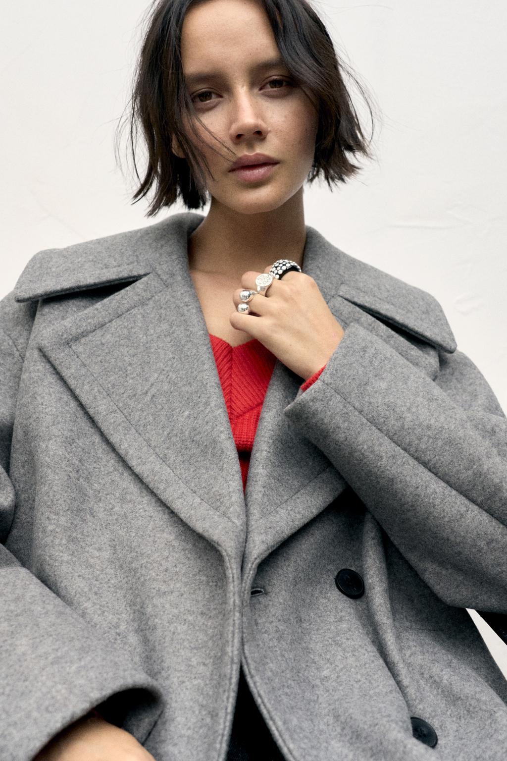 Abrigo largo paño soft PULL&BEAR