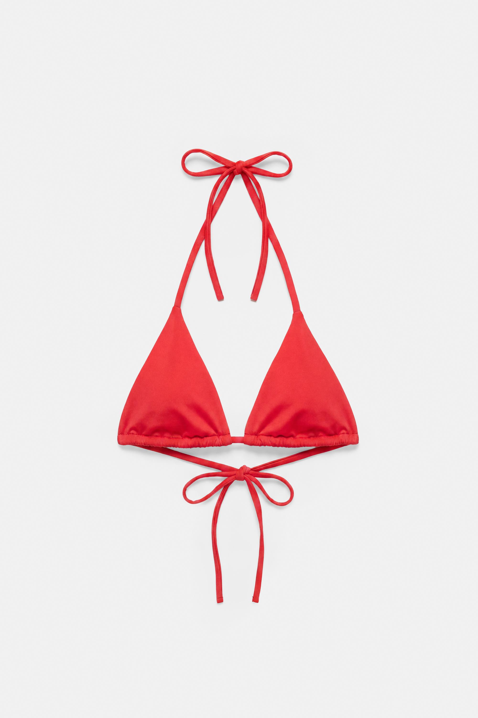 Red triangle bikini top — Red