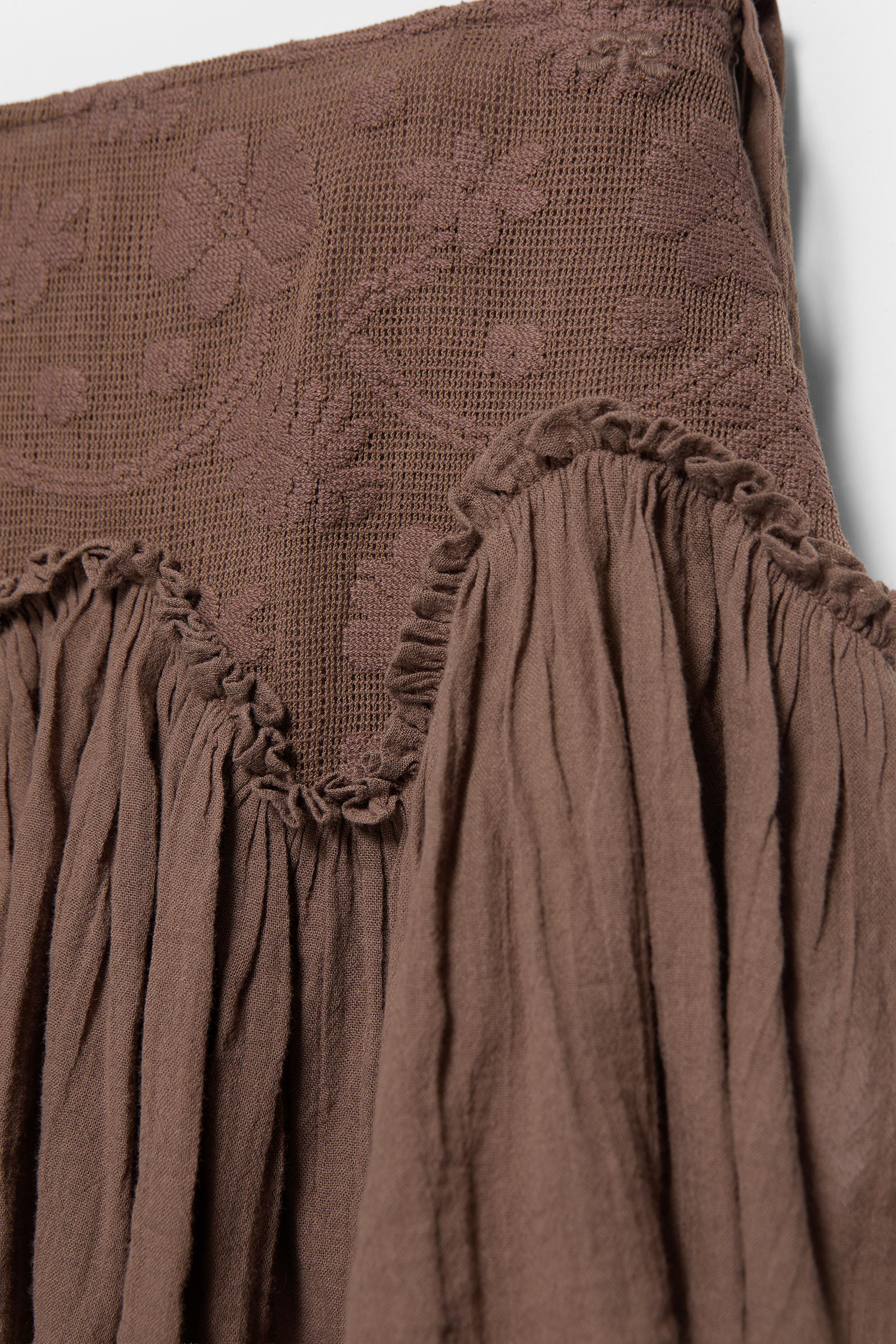 Brown ruffled mini skirt — Brown