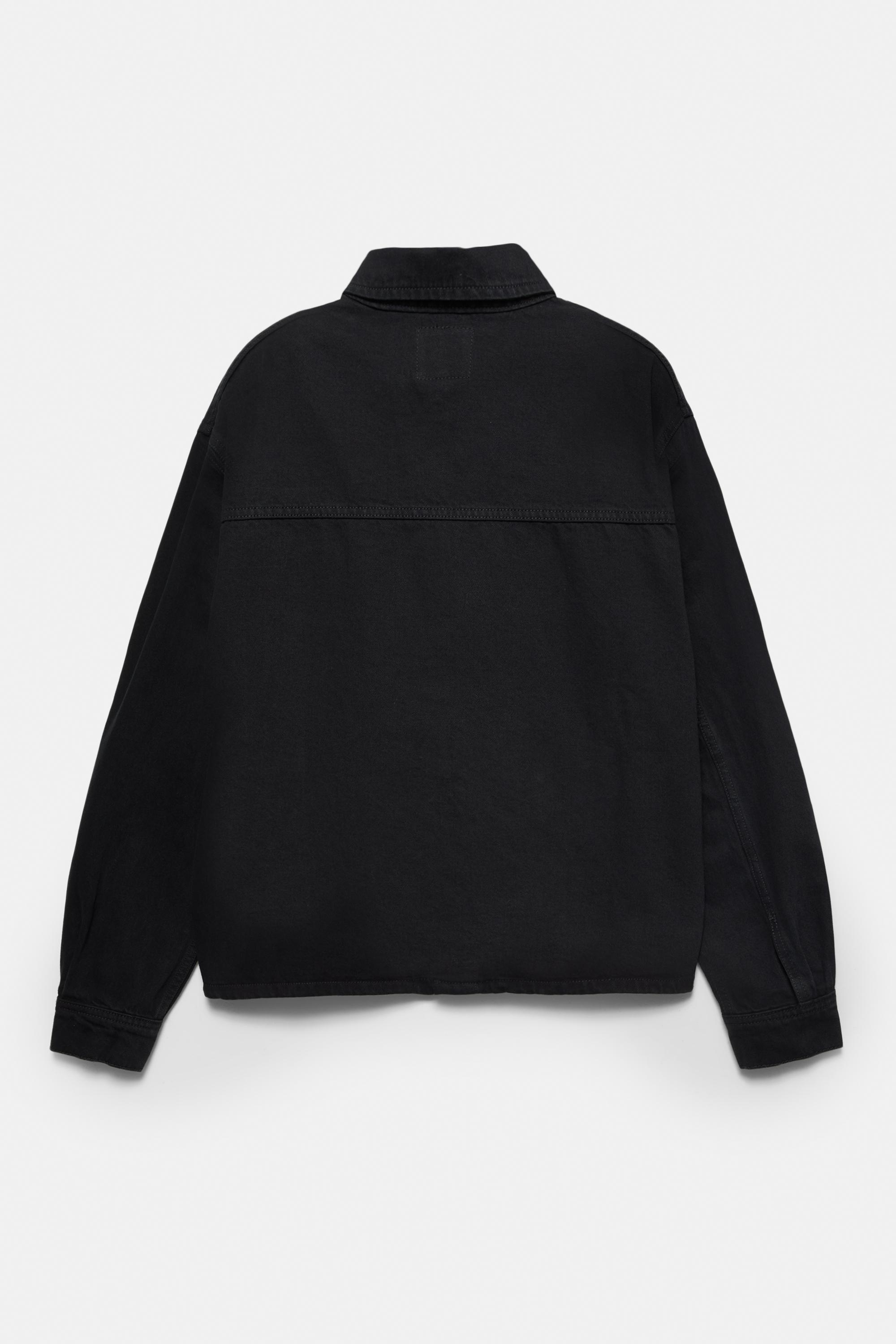 Uzun kollu denim ceket - Görsel 4