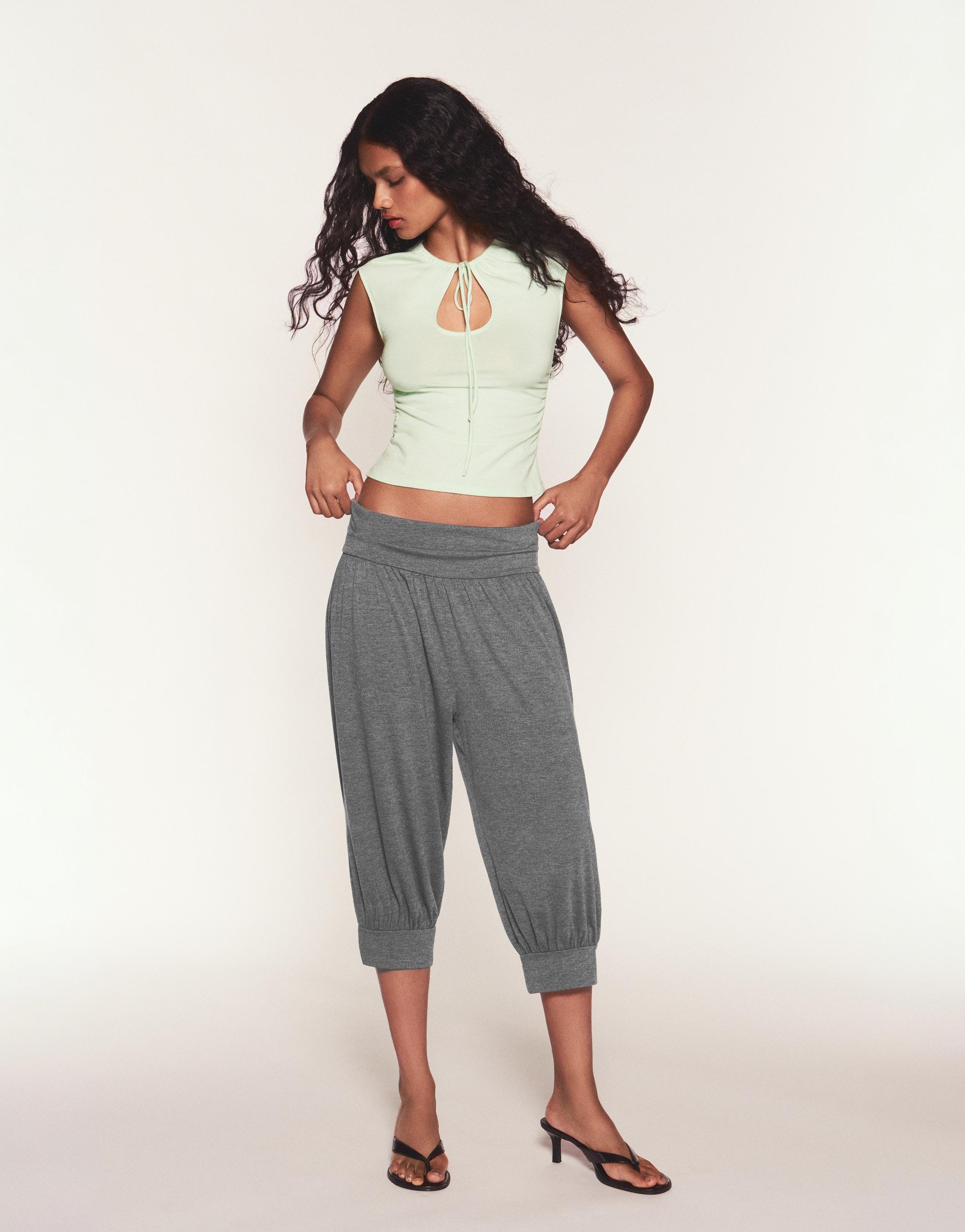 Tie-neck top — Pale green