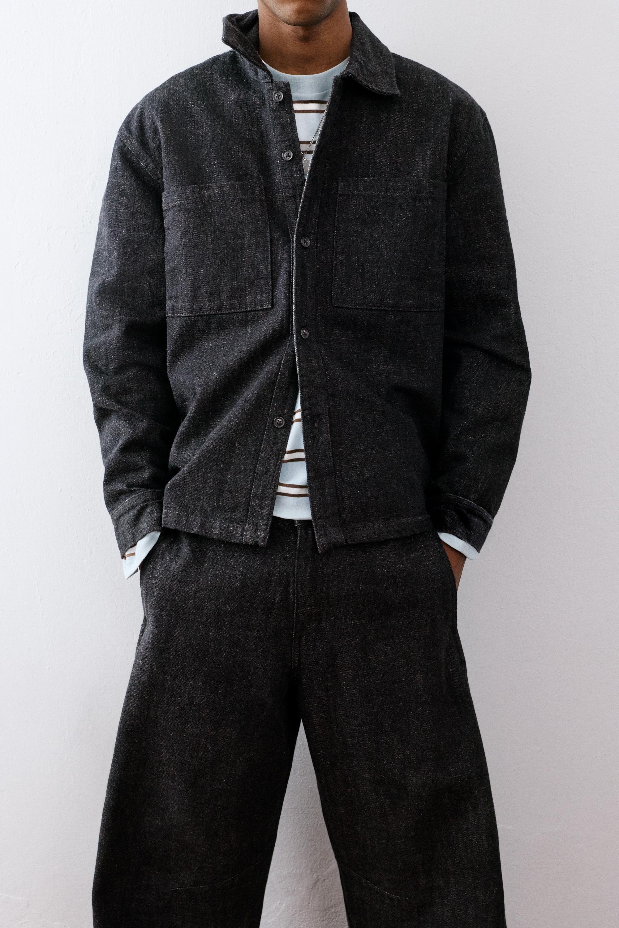 Jeans-Hemdjacke Mit Taschen