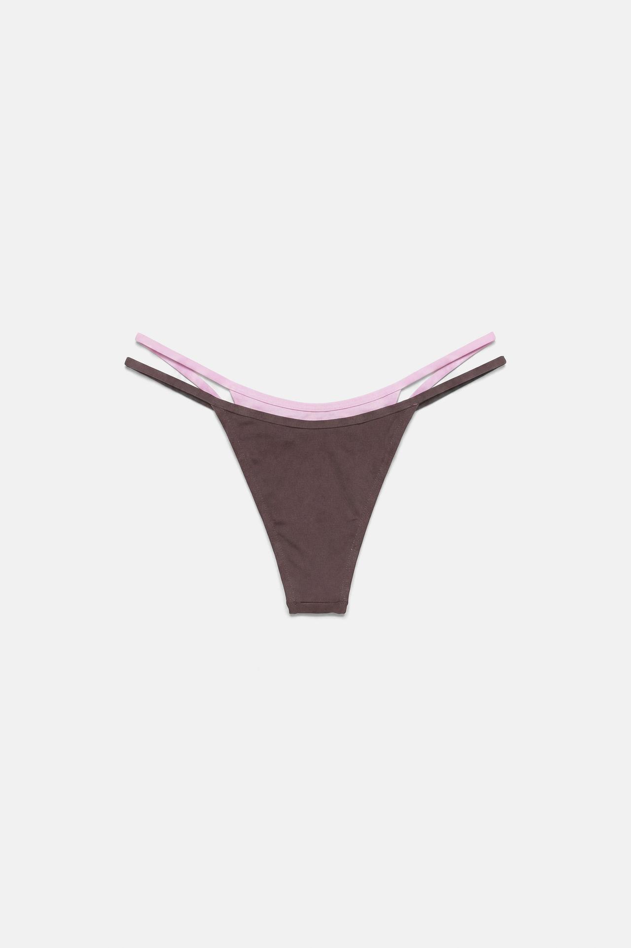 Double-effect bikini bottoms — Brown