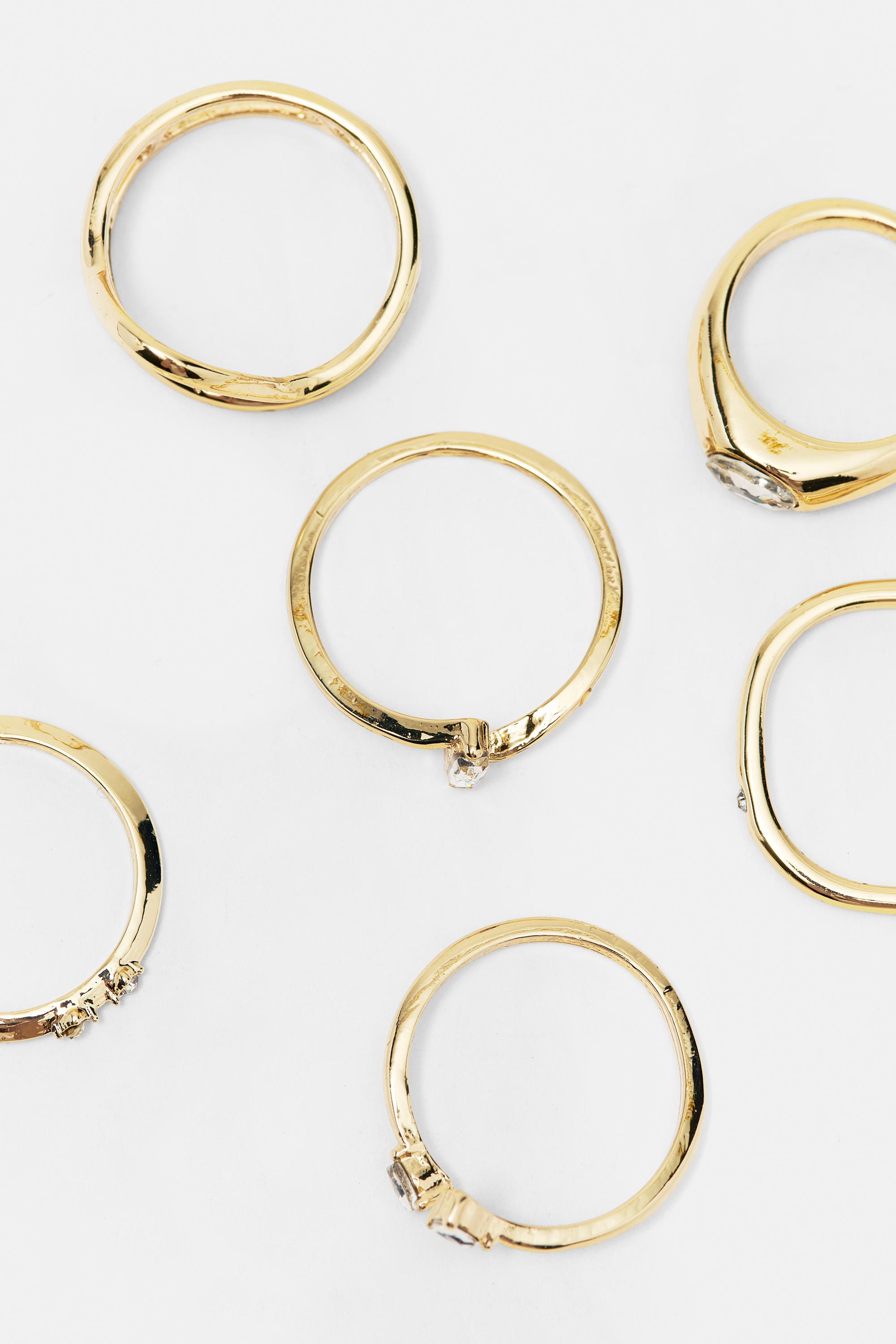 Pack of 6 slim rings — Gold