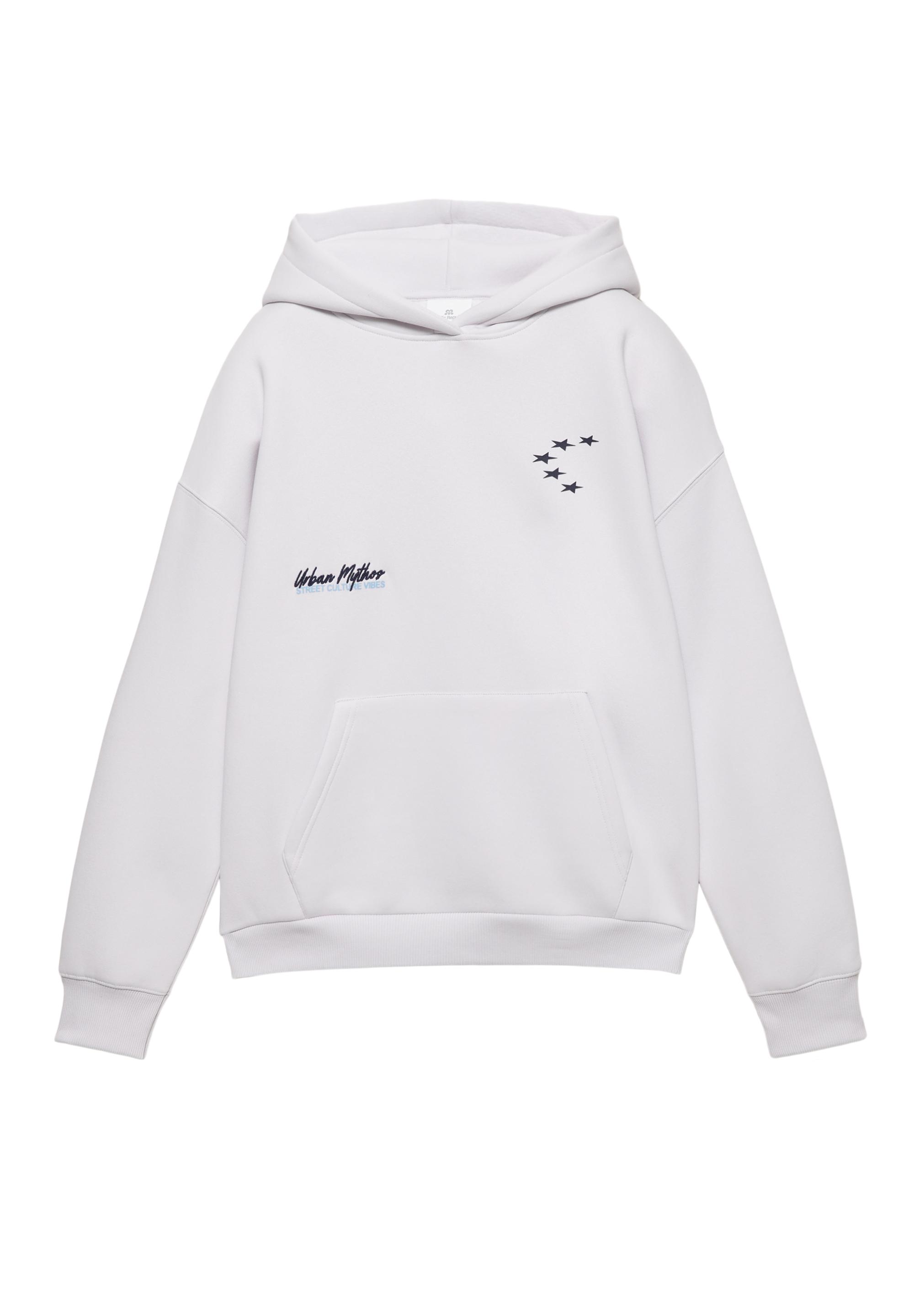 Yazılı yıldız desenli kapüşonlu sweatshirt - Görsel 3