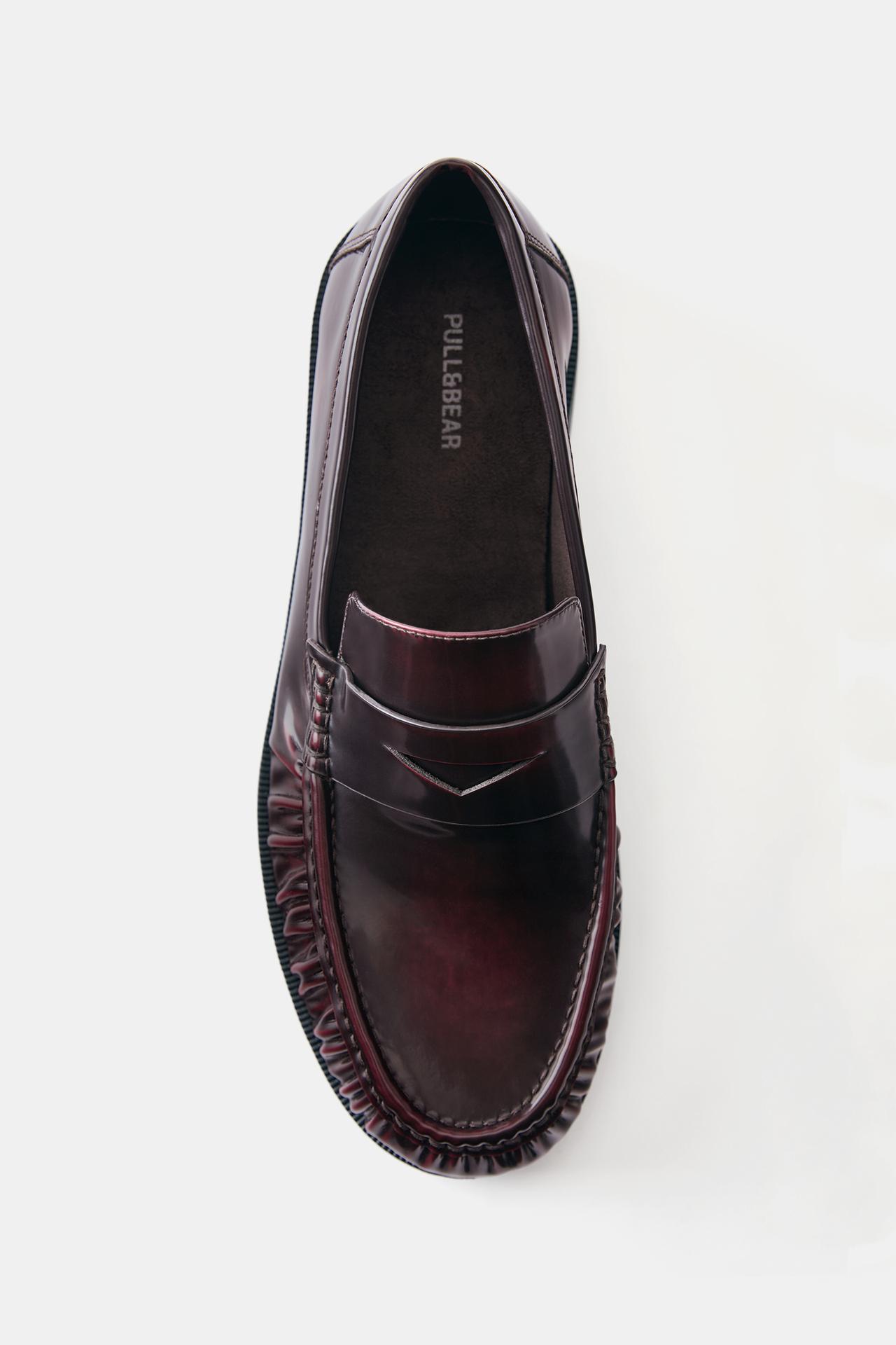 Gathered loafers — Maroon
