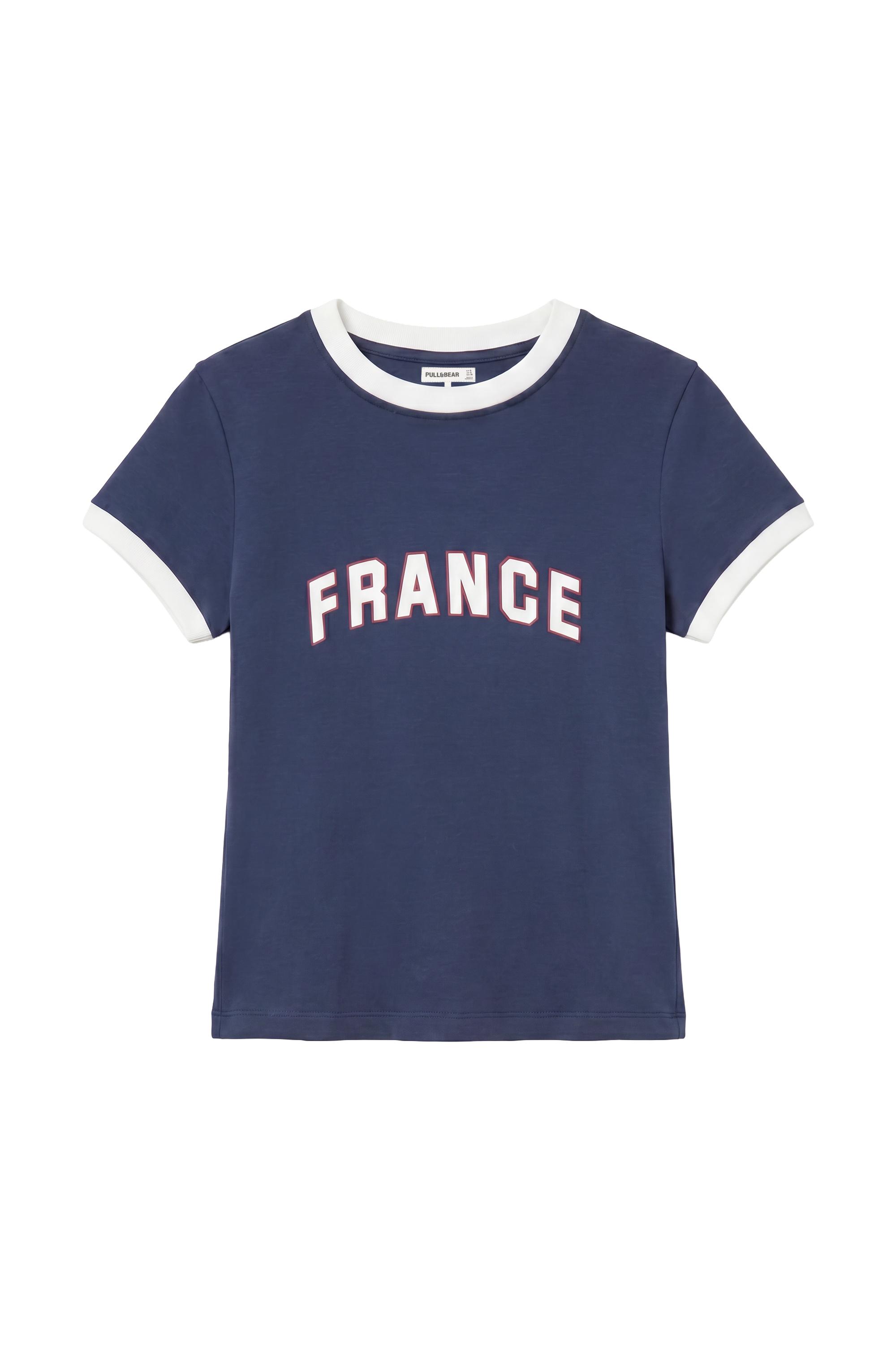 Pull&Bear France grafik baskılı slim fit Tişört görsel 5