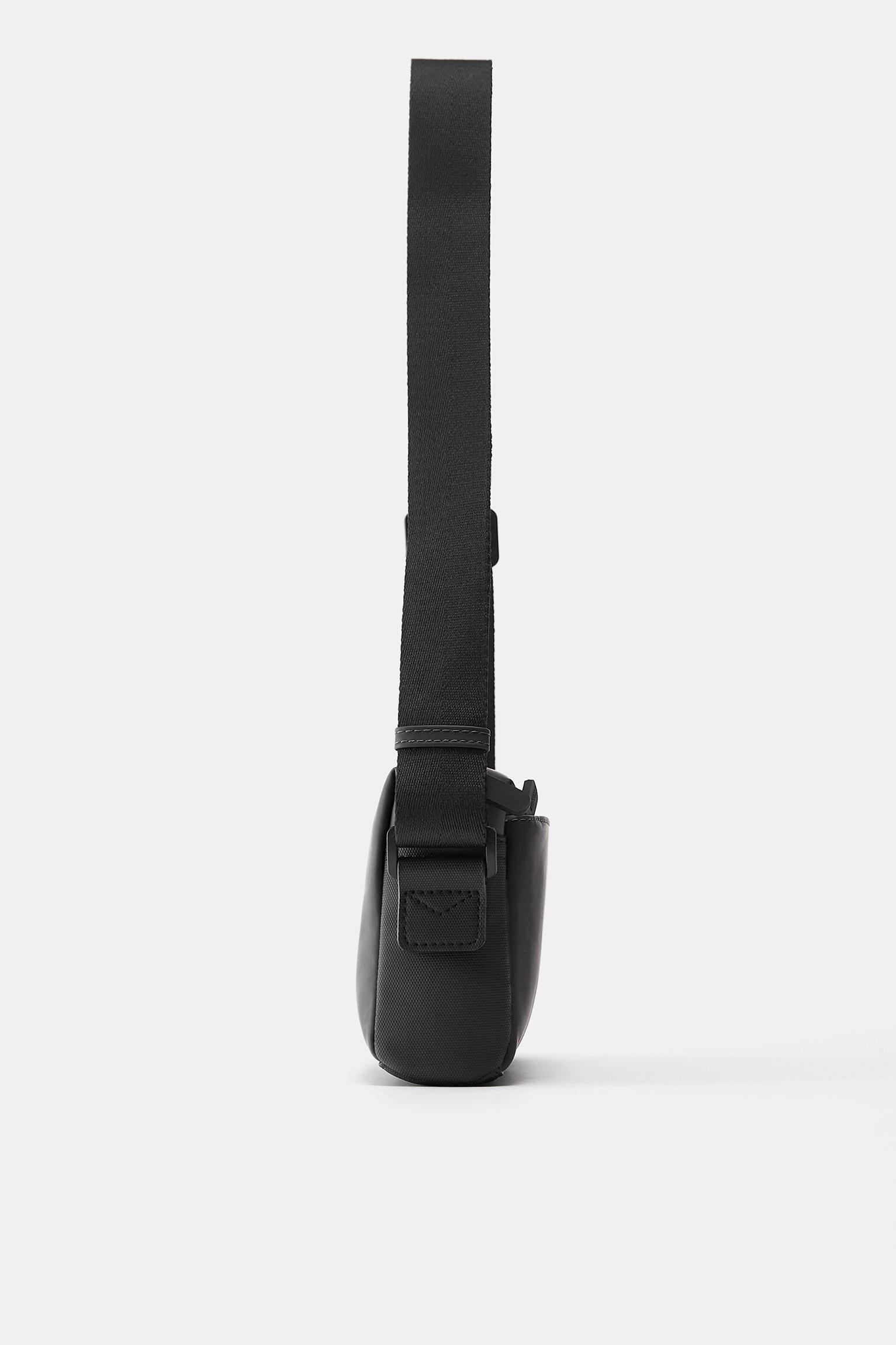 Rubberised crossbody bag — Black