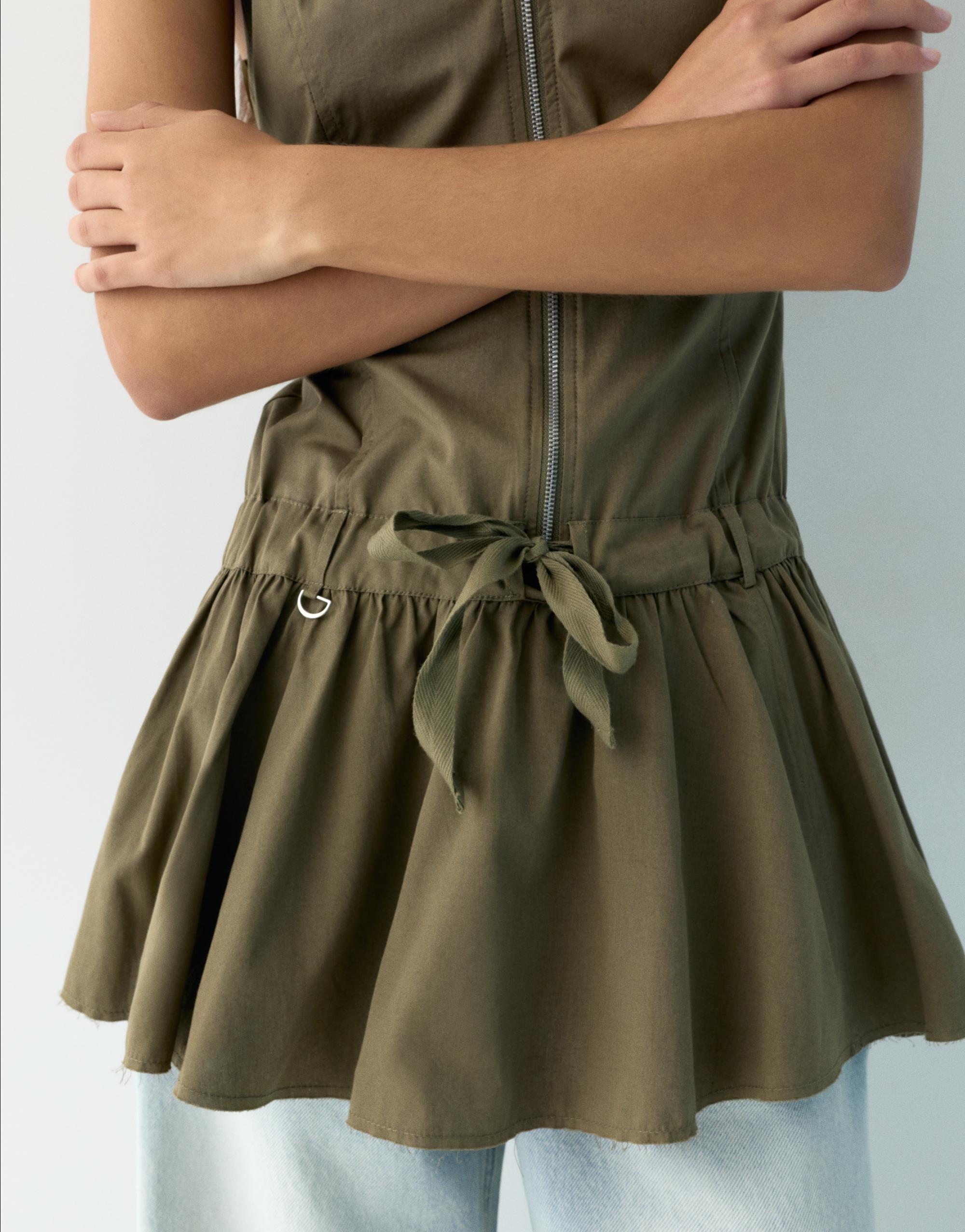 Short halter dress with zip — Khaki