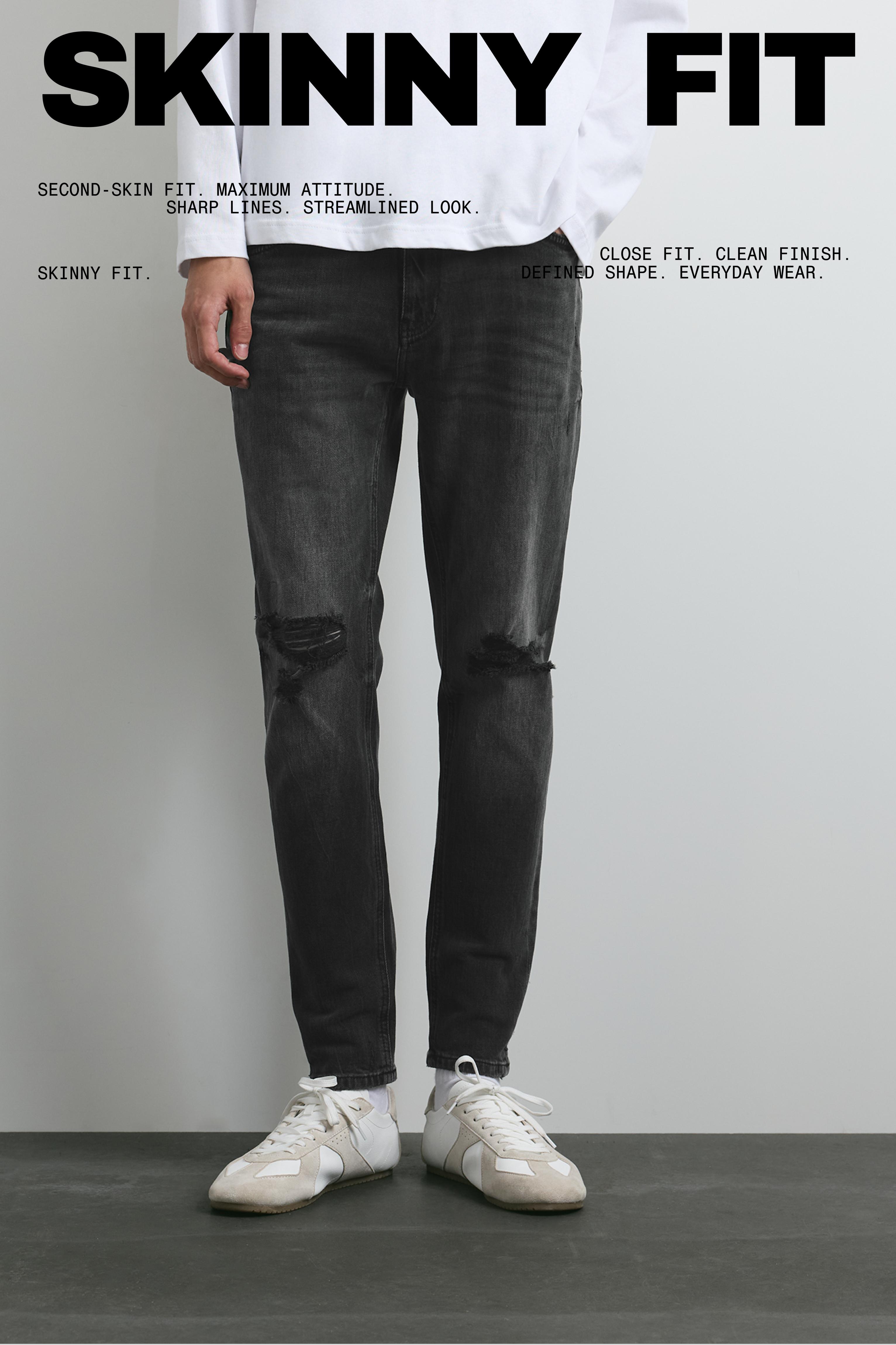 Ripped skinny jeans — Faded black