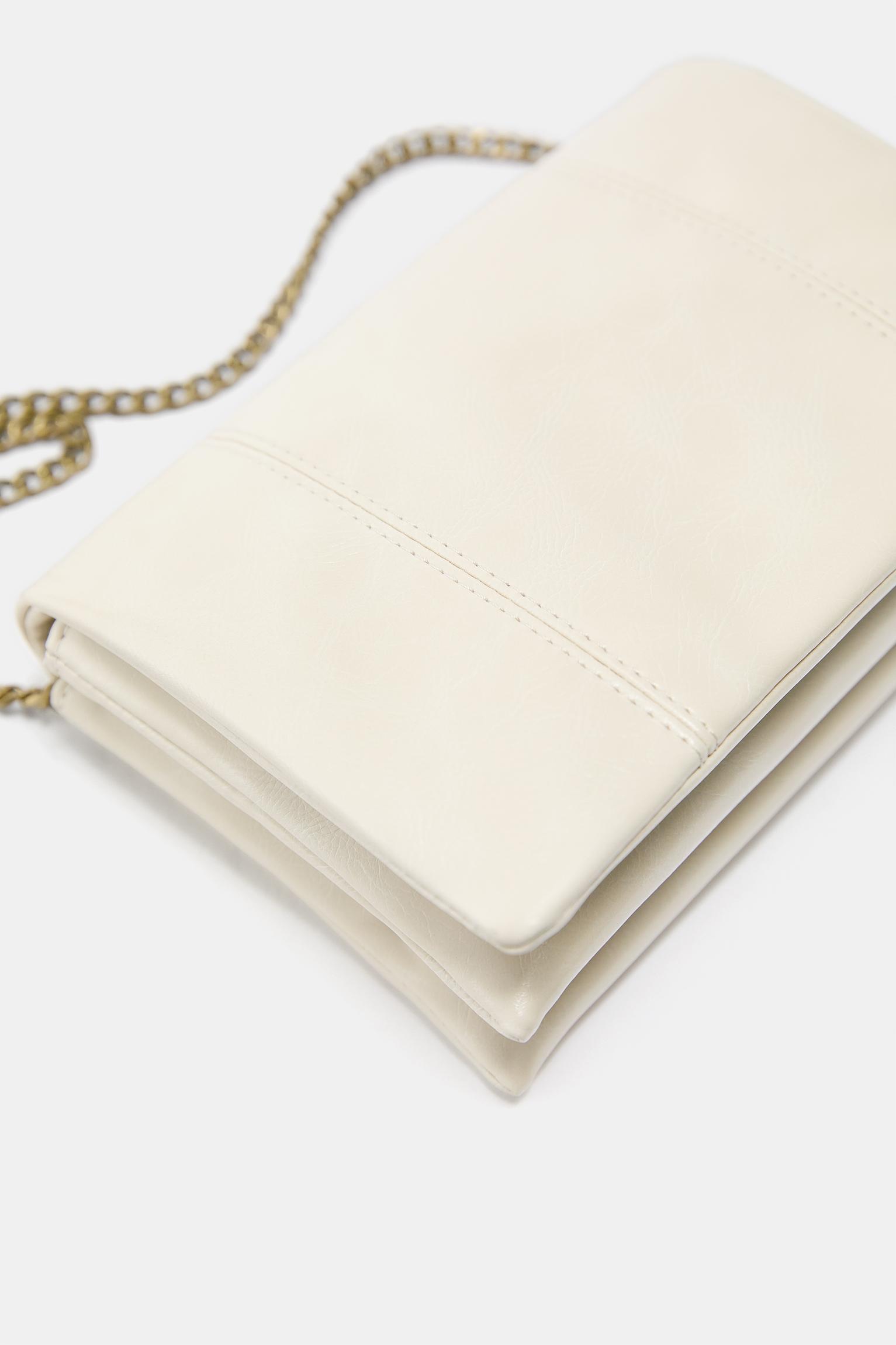 Crossbody bag with seams — Ecru