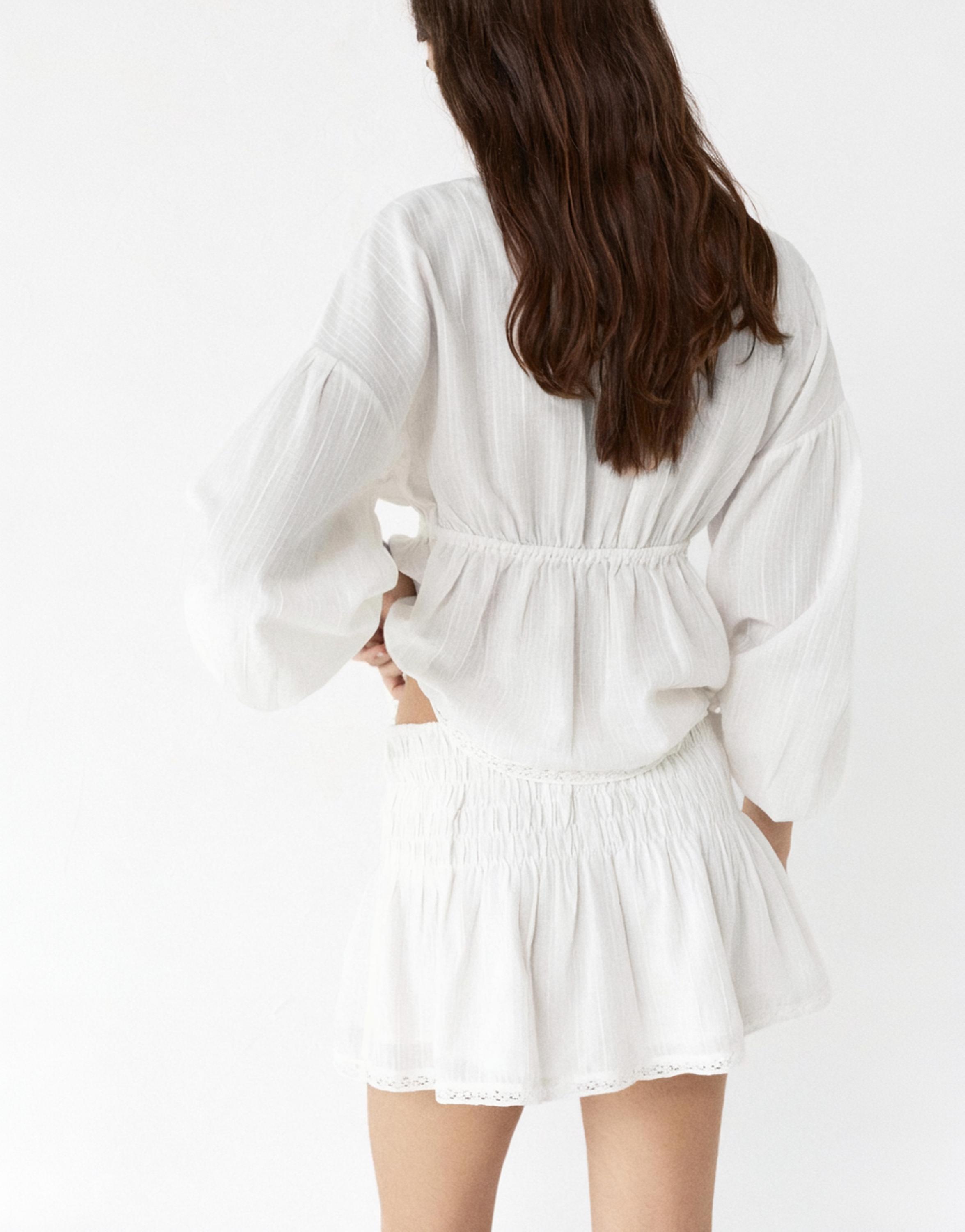 Ruffled skort — White