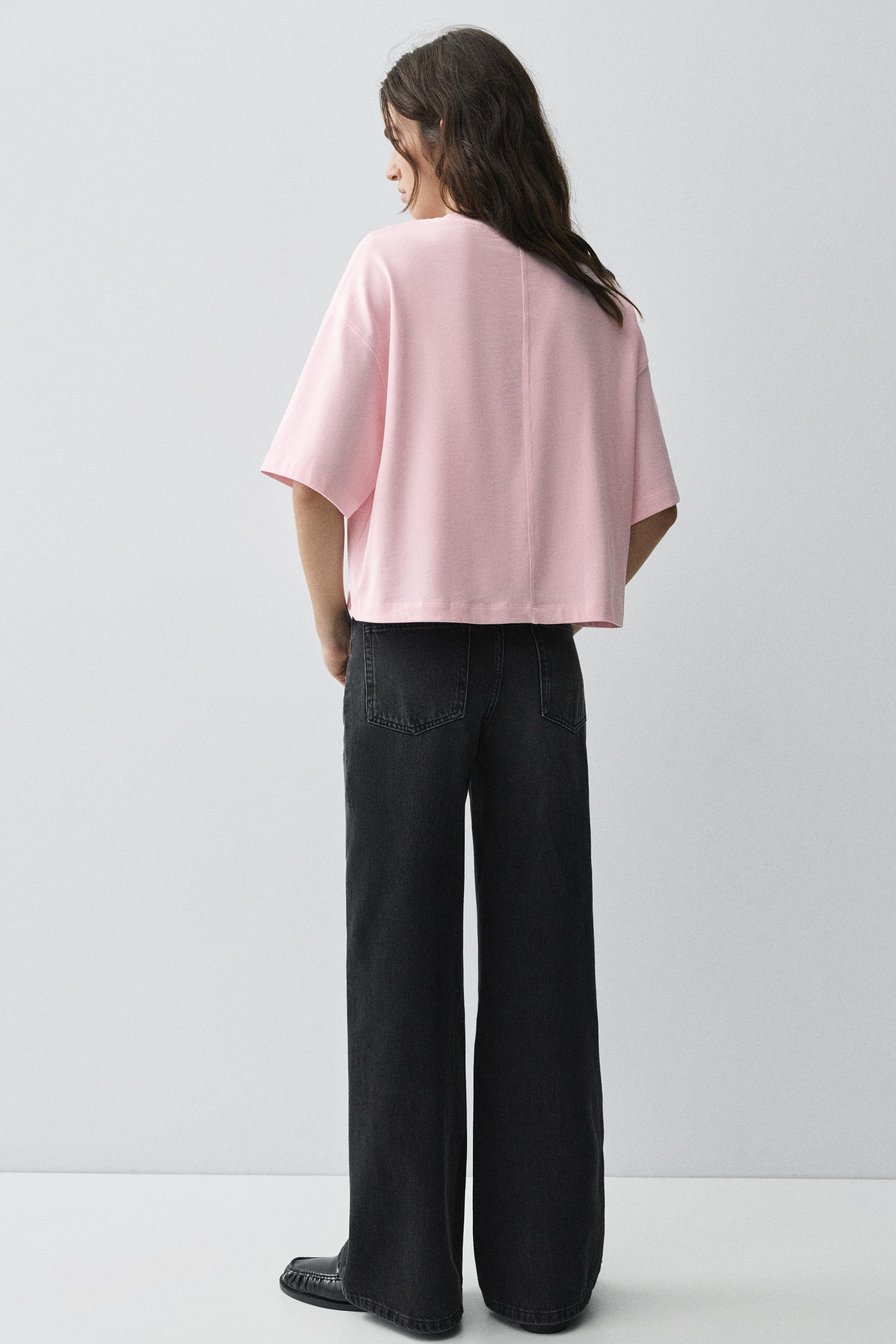 Boxy fit short sleeve T-shirt — Pale pink