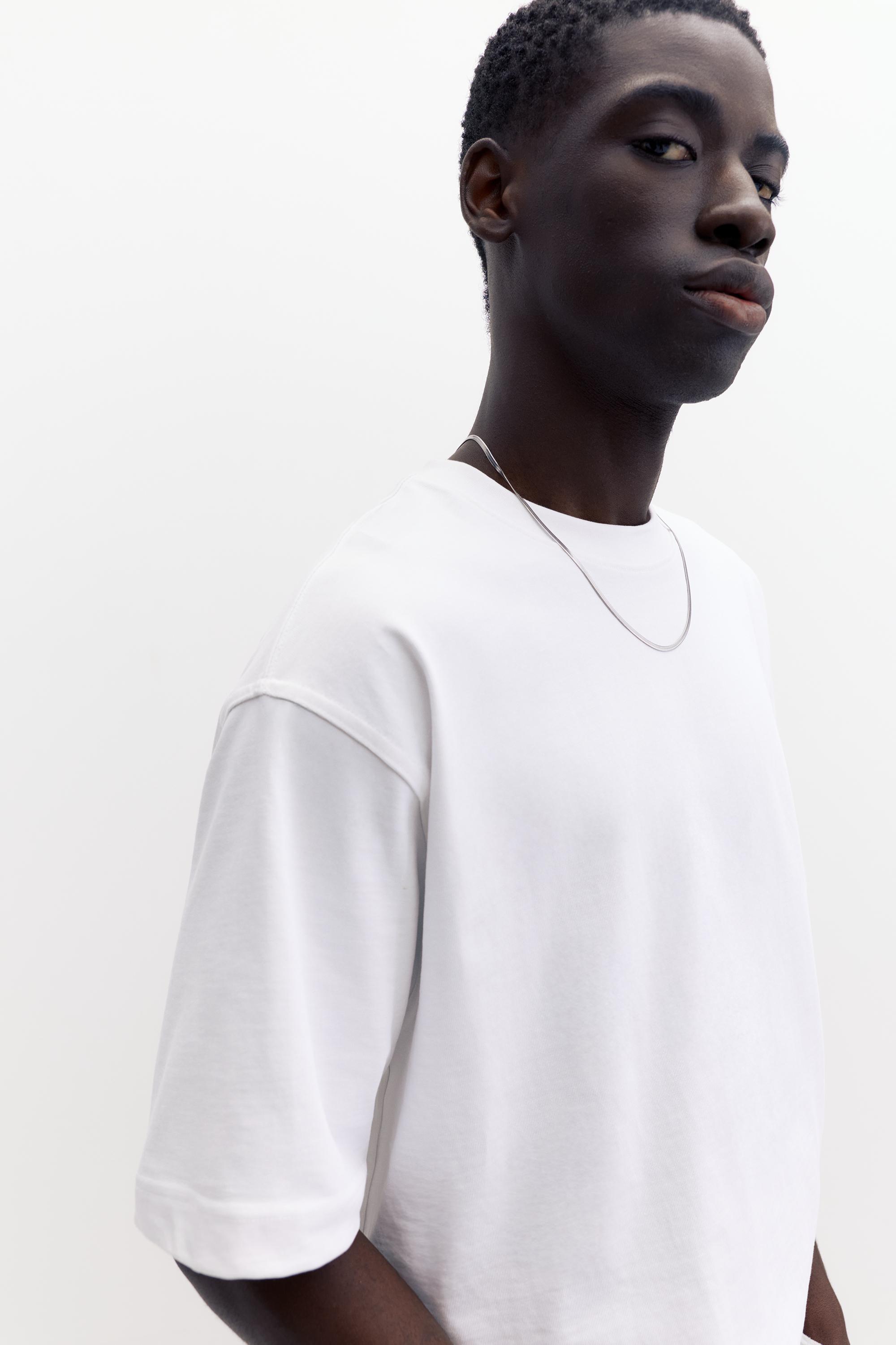 Cropped short sleeve T-shirt — Off white