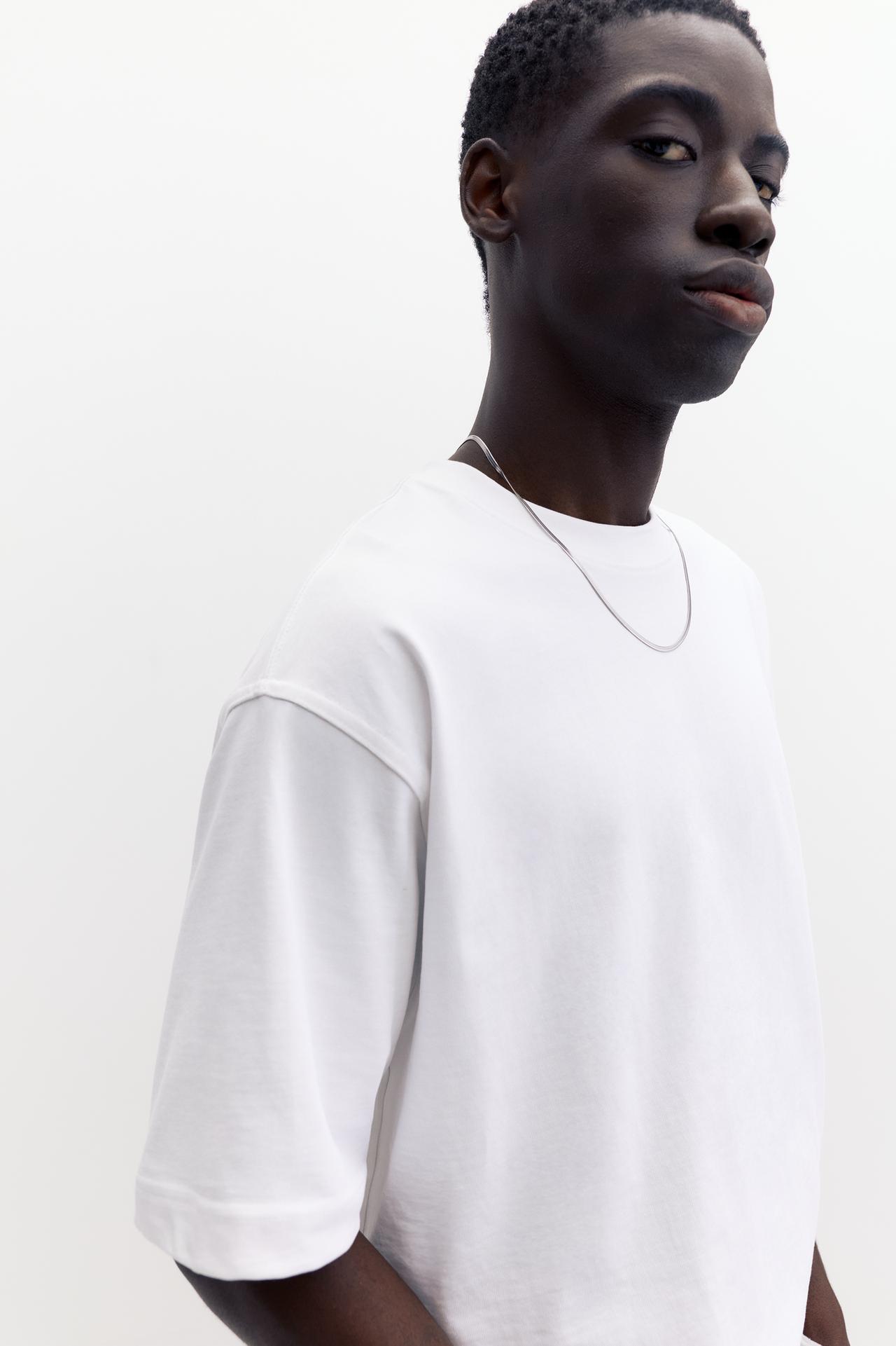 Cropped short sleeve T-shirt — Off white