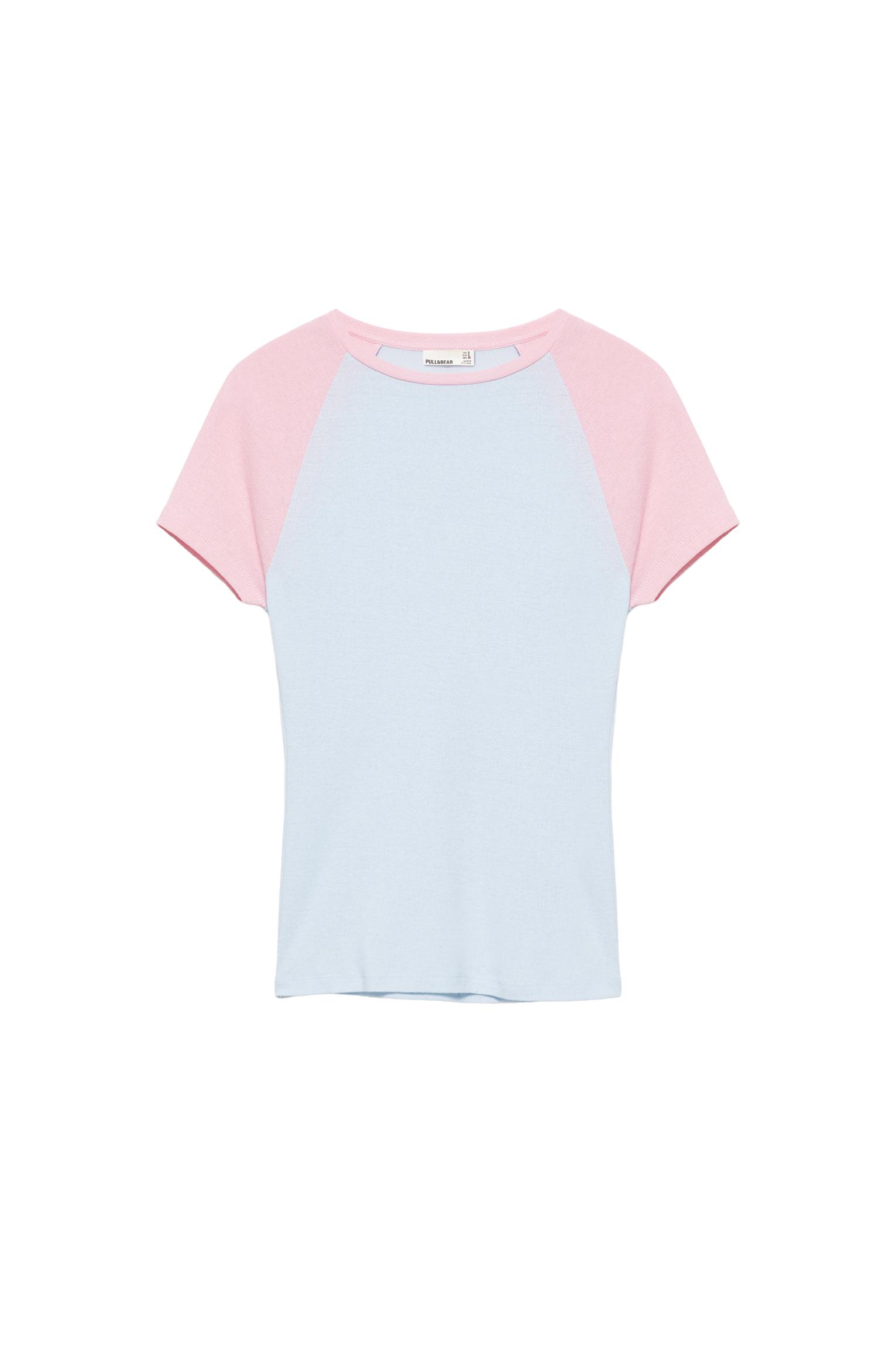 Pull&Bear Kontrast reglan kollu tişört görsel 6