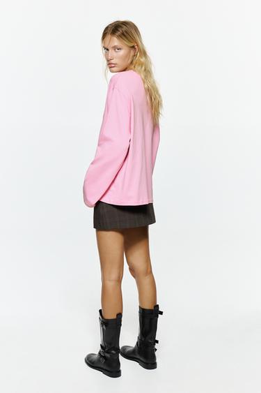 Oversize long sleeve T-shirt — Pink 2