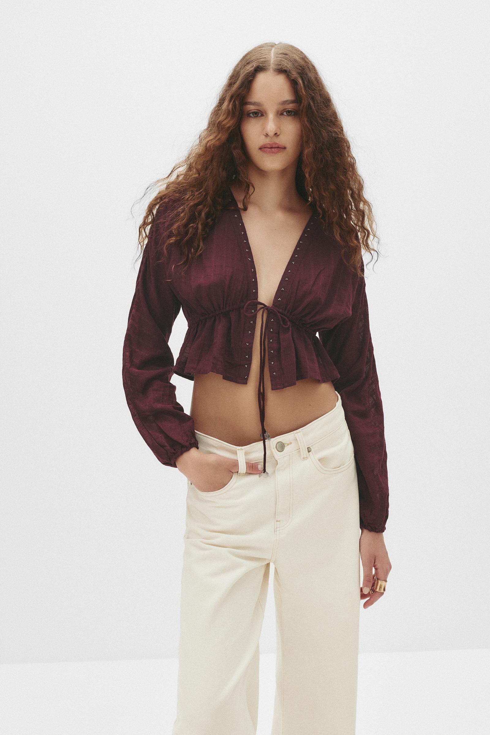 Bluse Mit Schleife Und Perlen