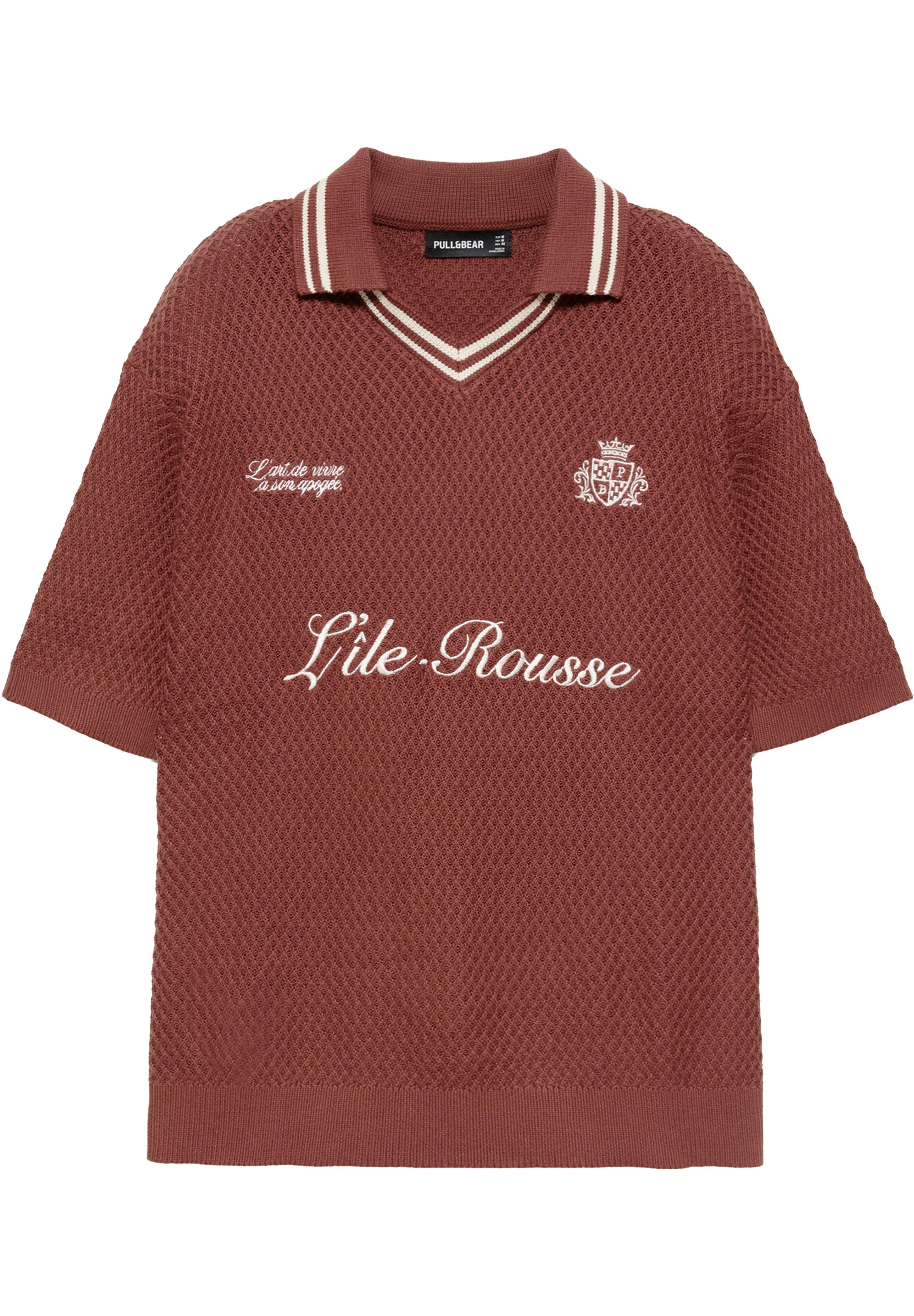 L'île-Rousse graphic knit polo shirt — Burgundy