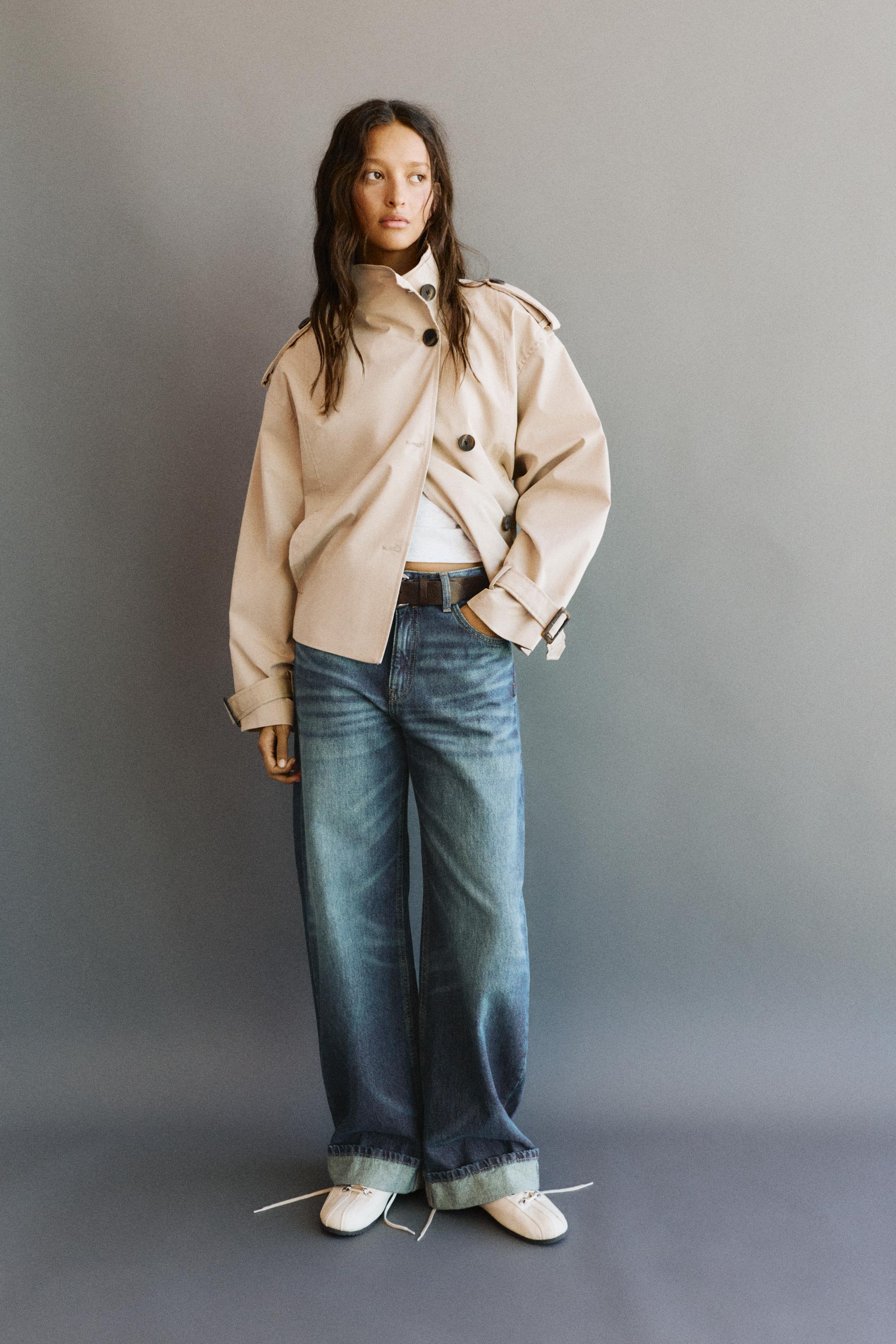 Balloon fit baggy jeans with turn-up hems — Dark blue