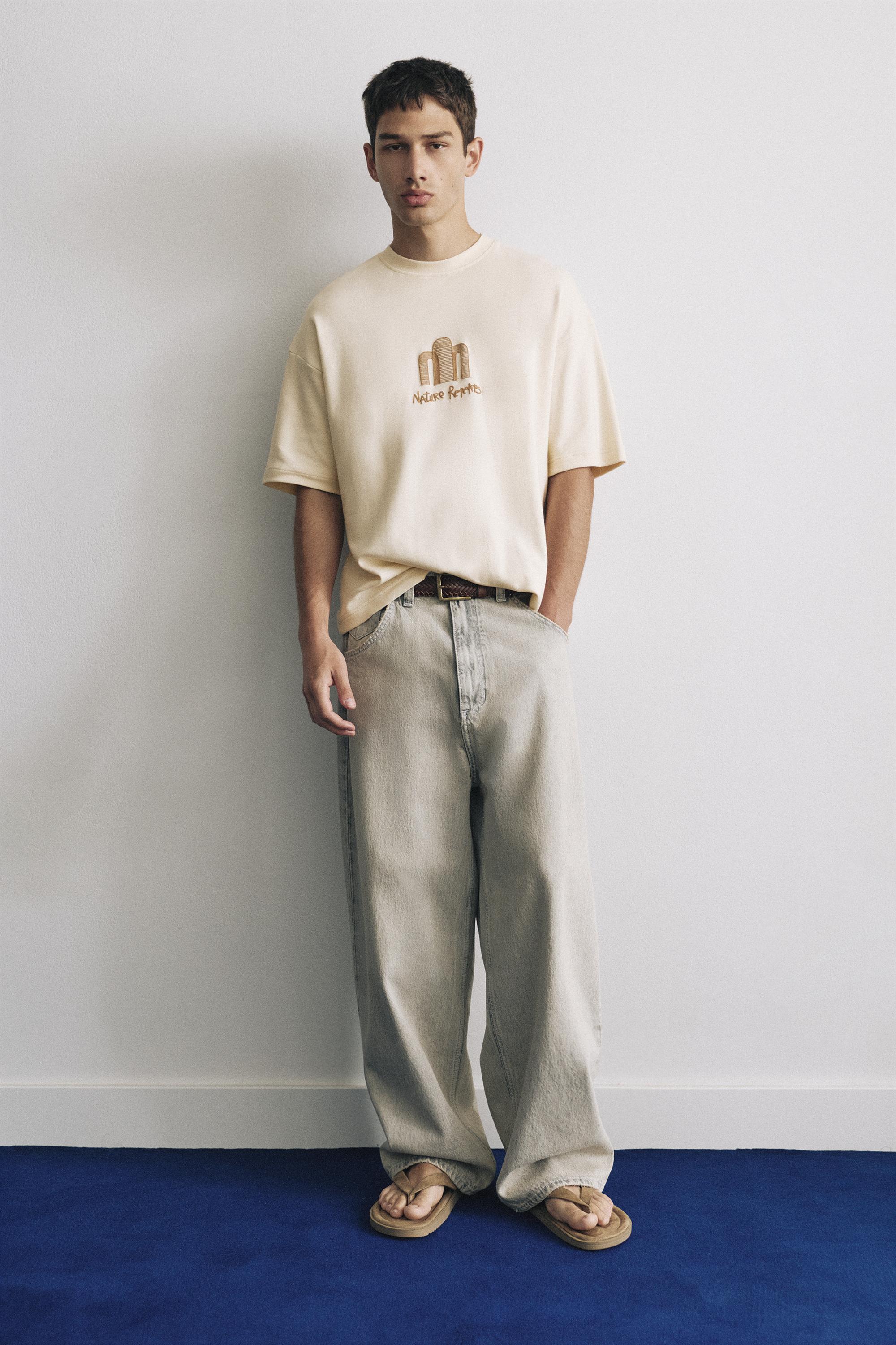 Short sleeve graphic sweatshirt — Sand