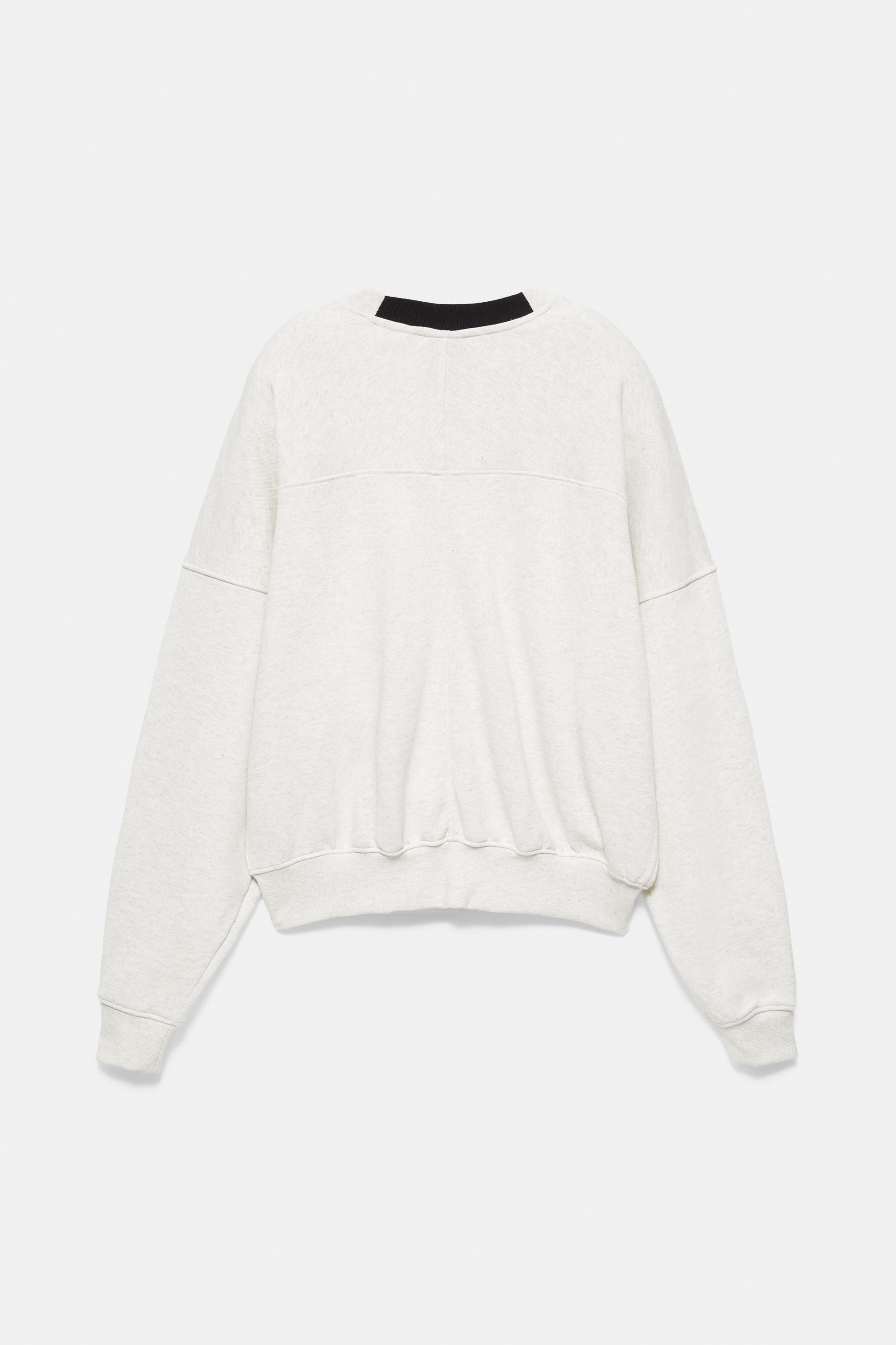 Contrast rib round neck sweatshirt — Grey marl