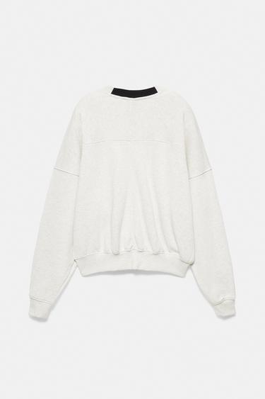 Contrast rib round neck sweatshirt — Grey marl 9