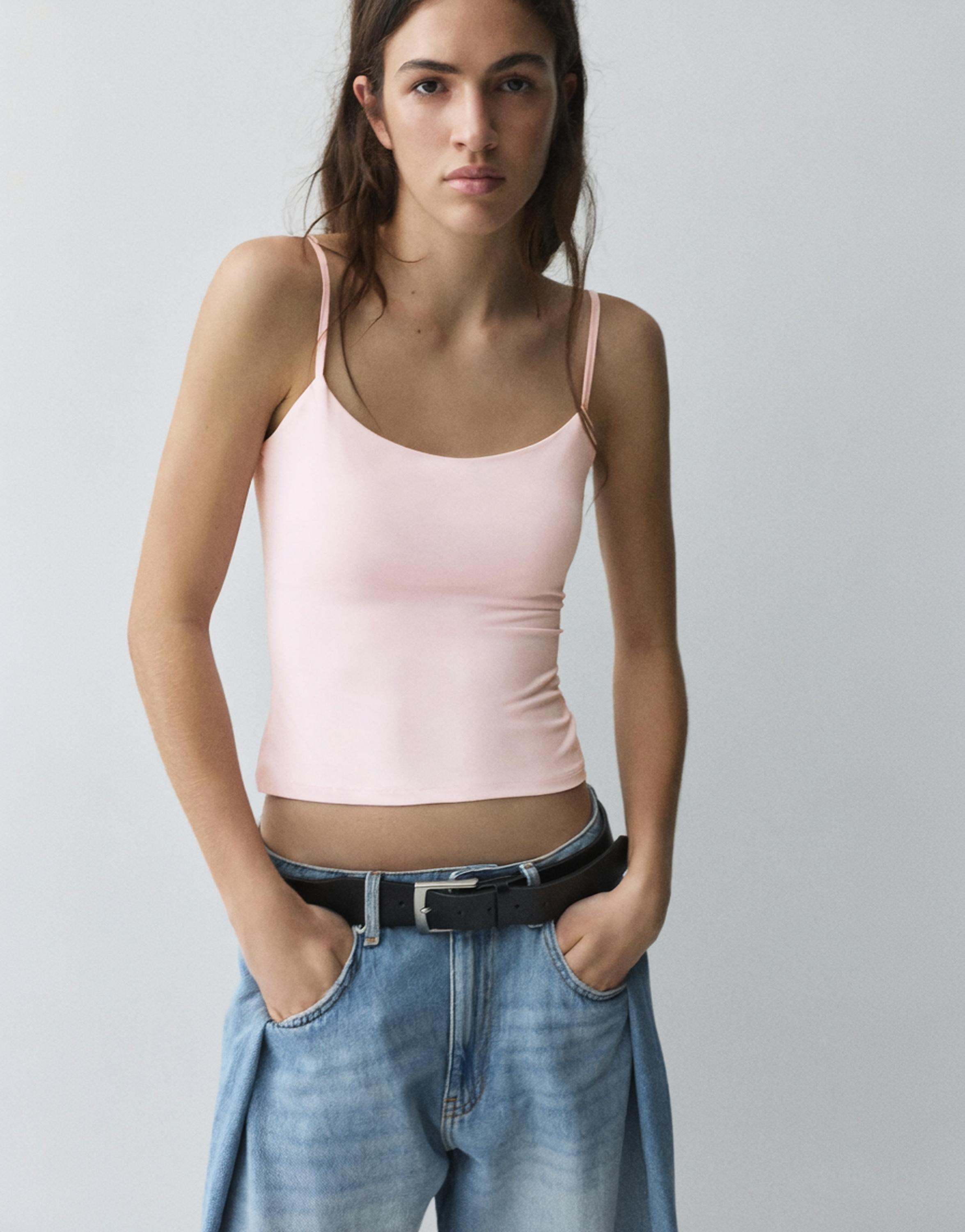 Basic top with adjustable straps — Pastel pink
