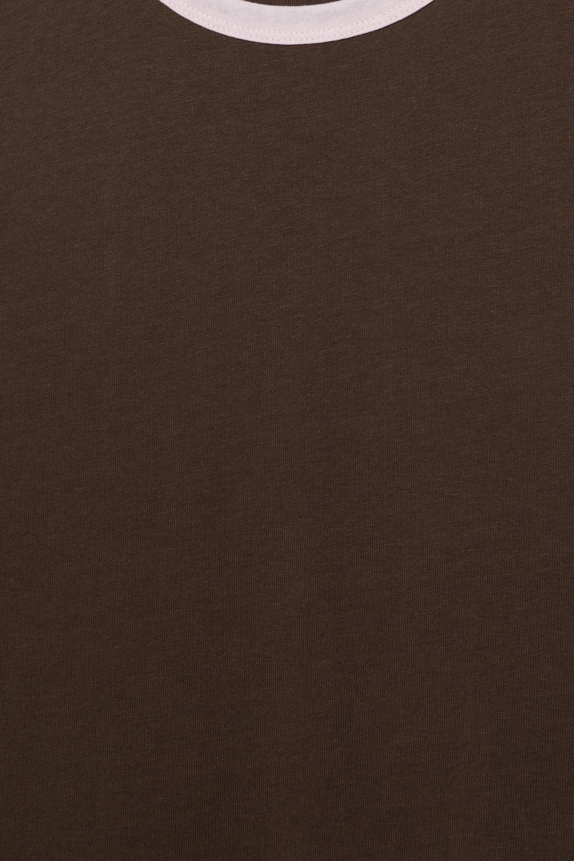 Short sleeve ribbed T-shirt — Brown