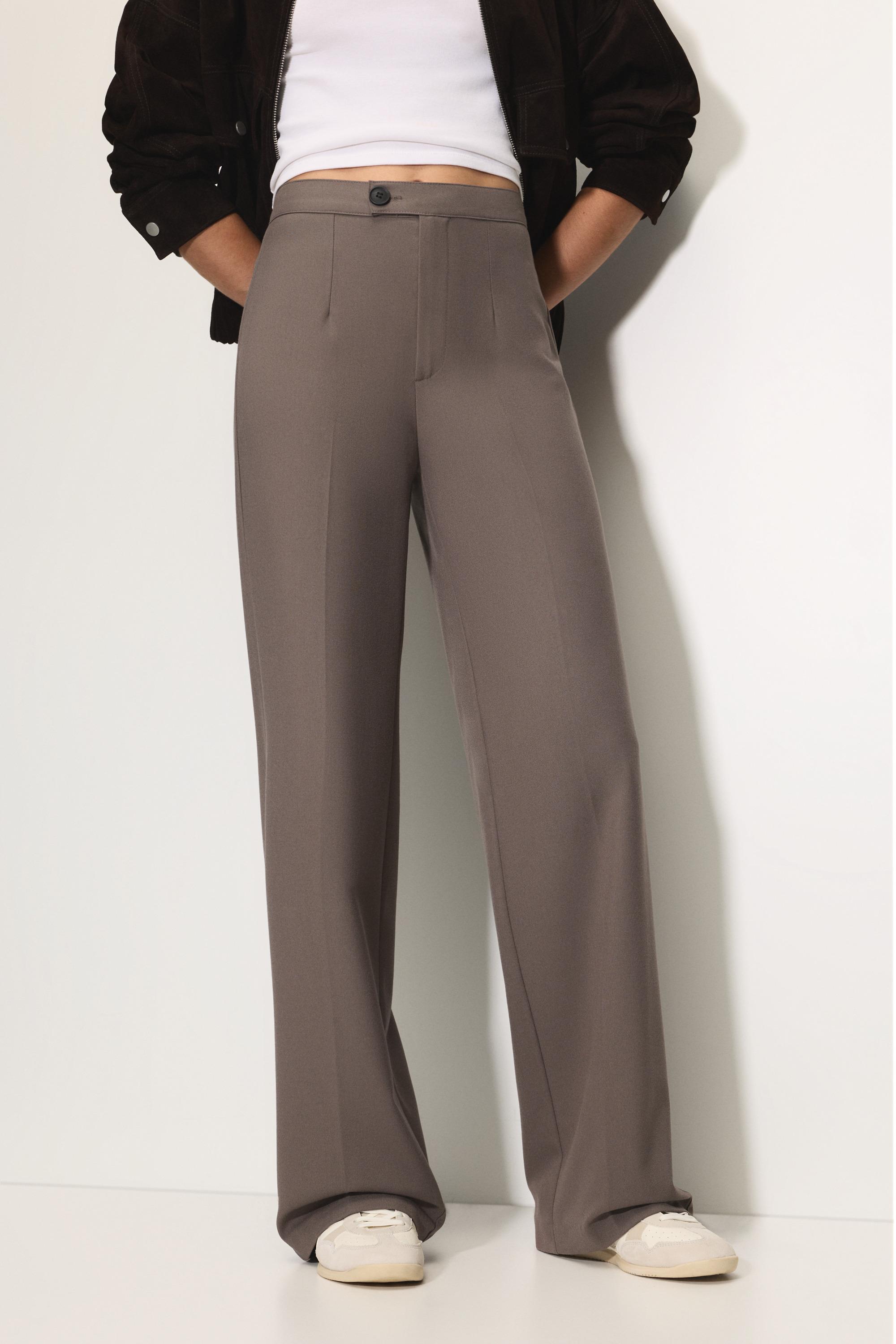 Straight-leg darted trousers — Taupe