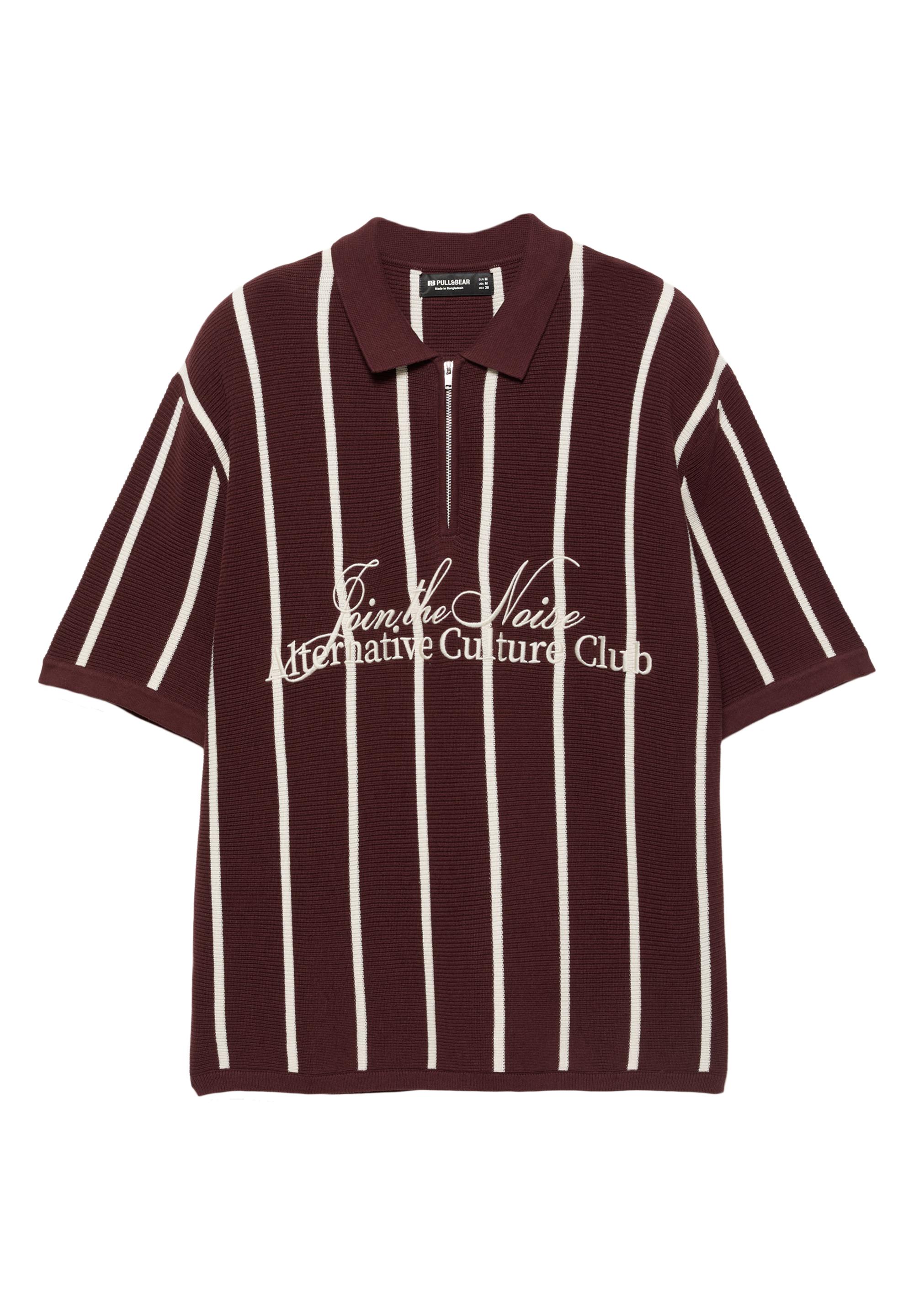 Fermuarlı çizgili triko polo - Görsel 4