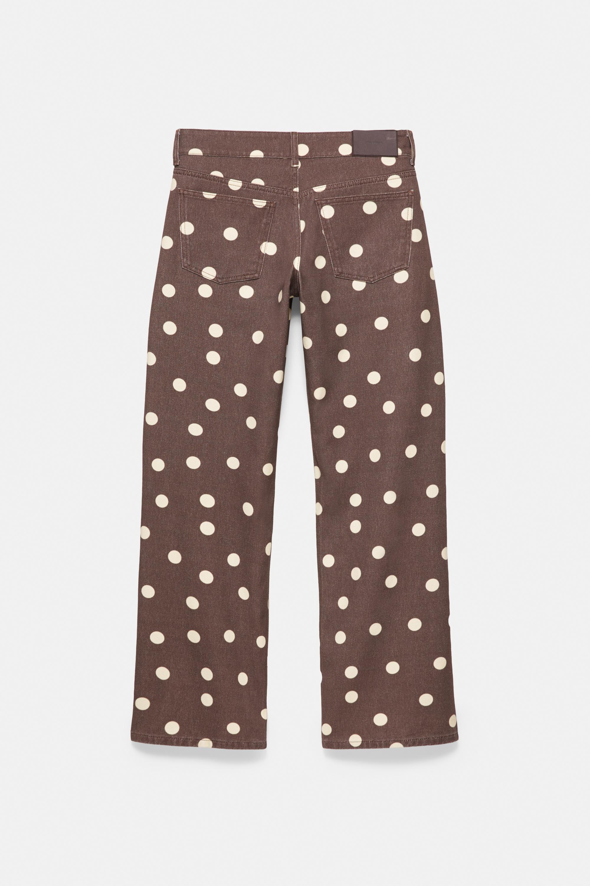 Polka dot straight-leg jeans — Brown
