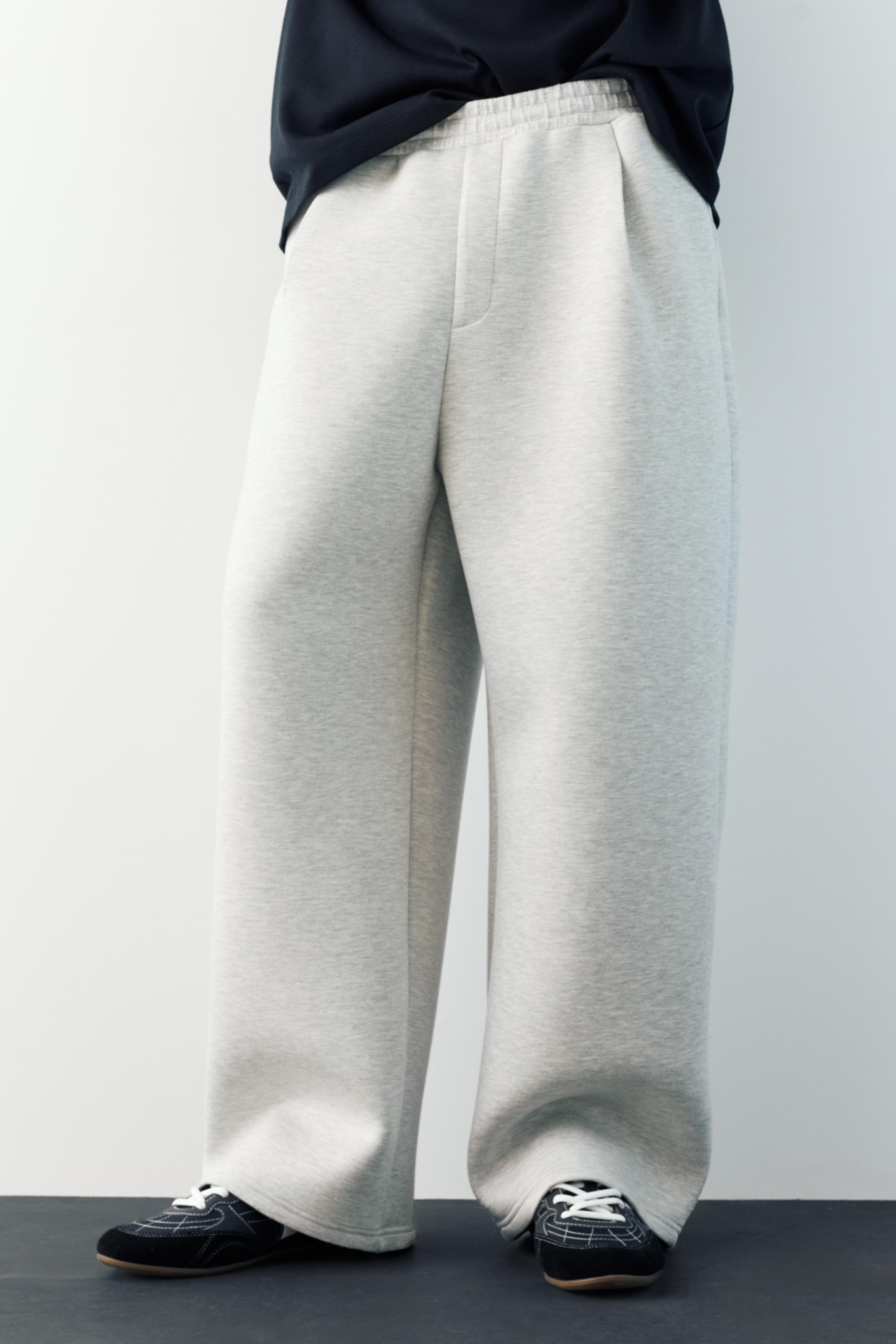 Balloon fit tracksuit bottoms — Grey marl
