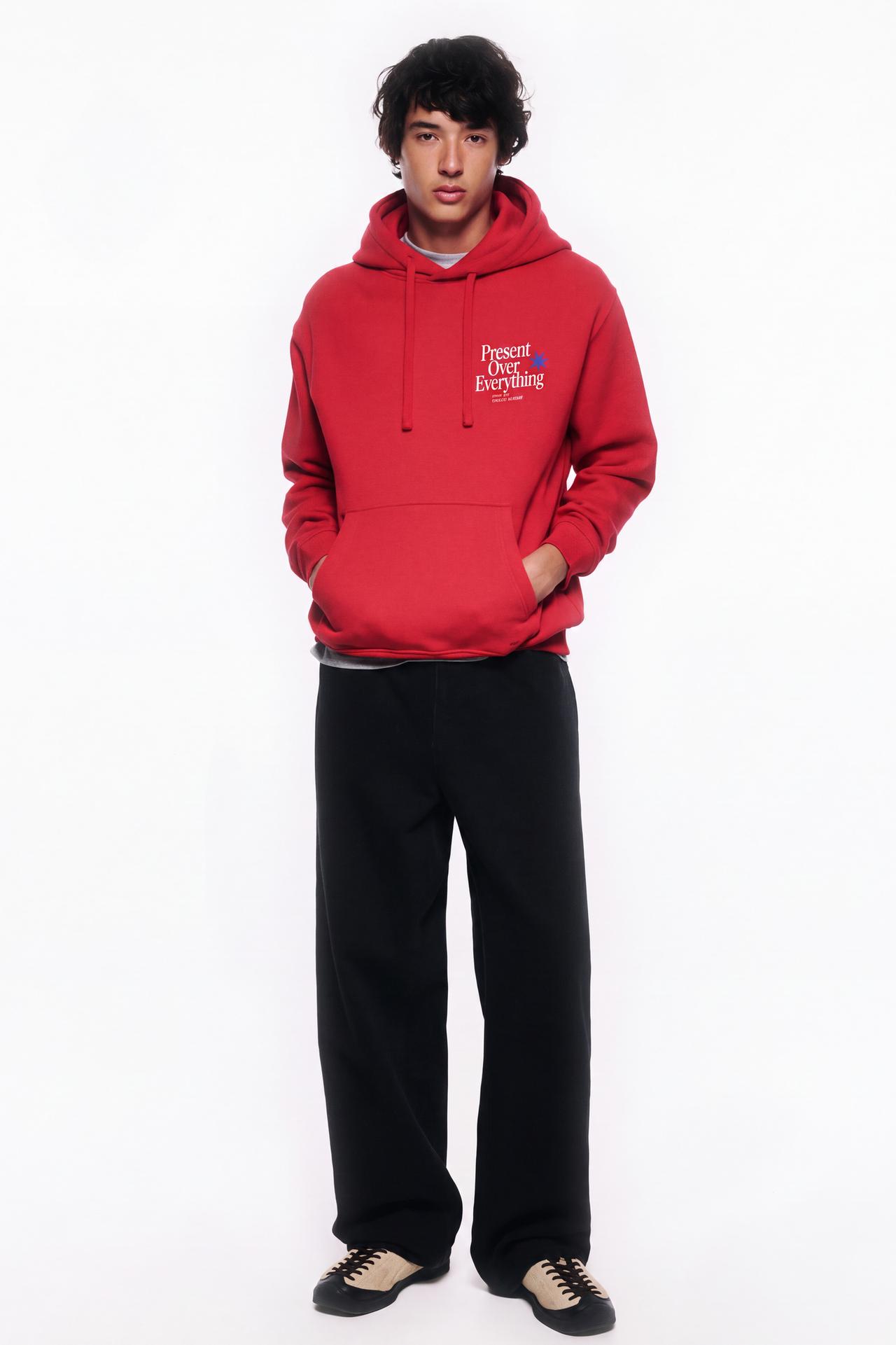 Graphic print hoodie — Red