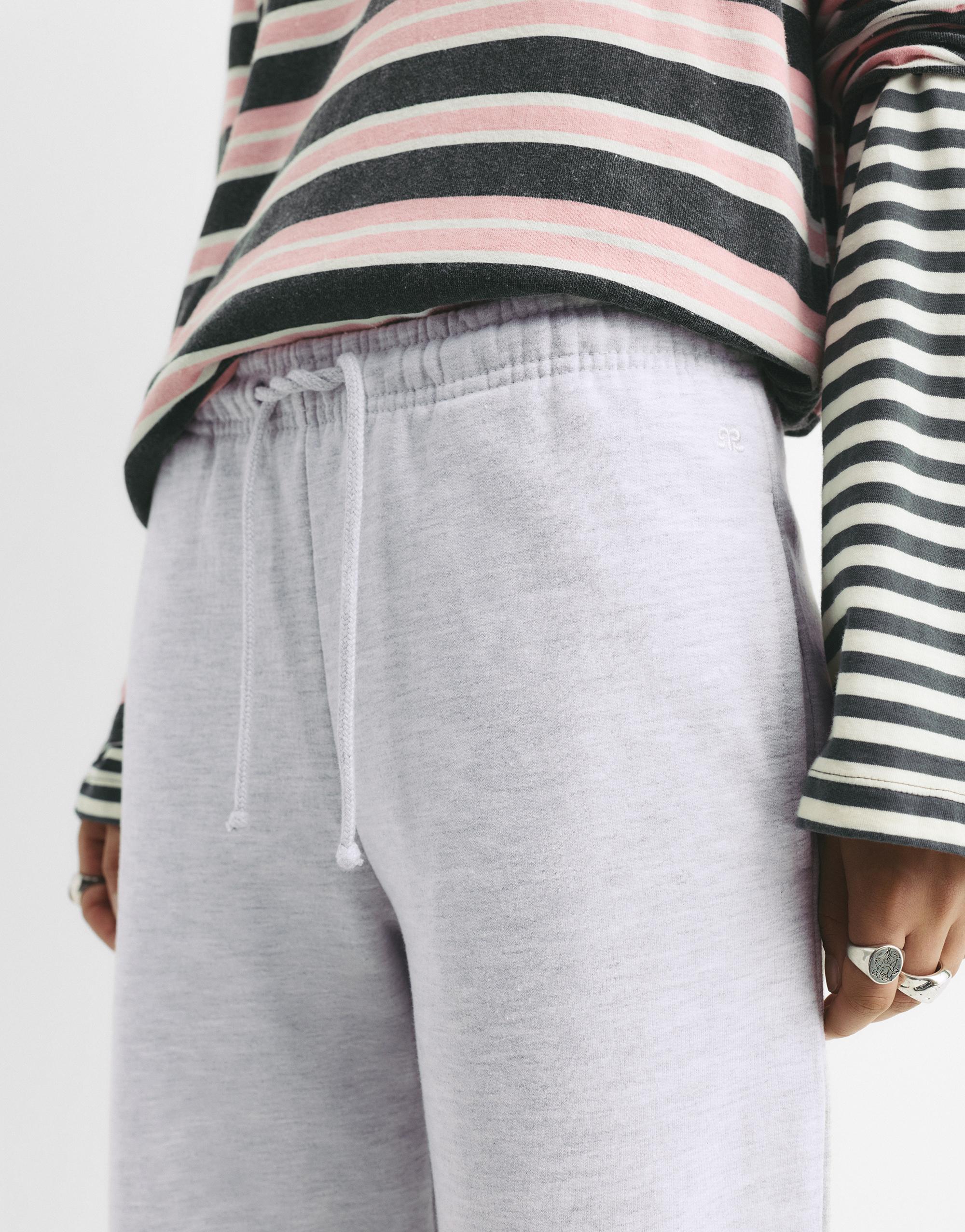 Wide-leg tracksuit bottoms — Grey marl