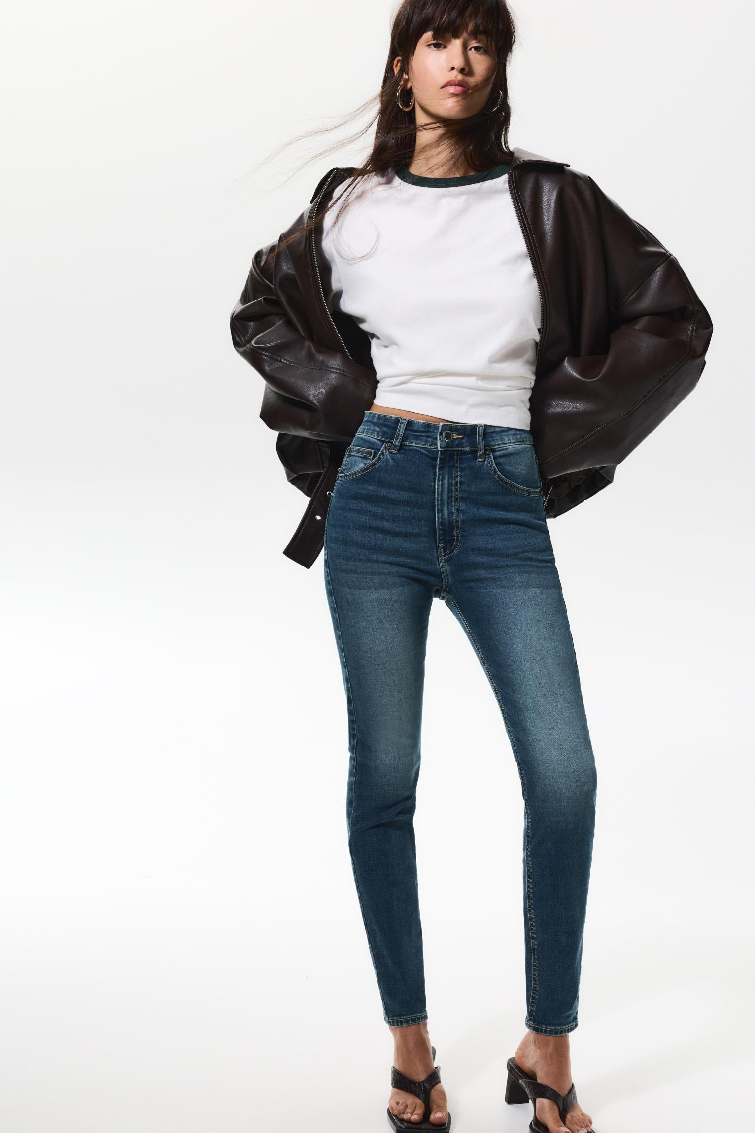 High-waist skinny jeans — Medium blue