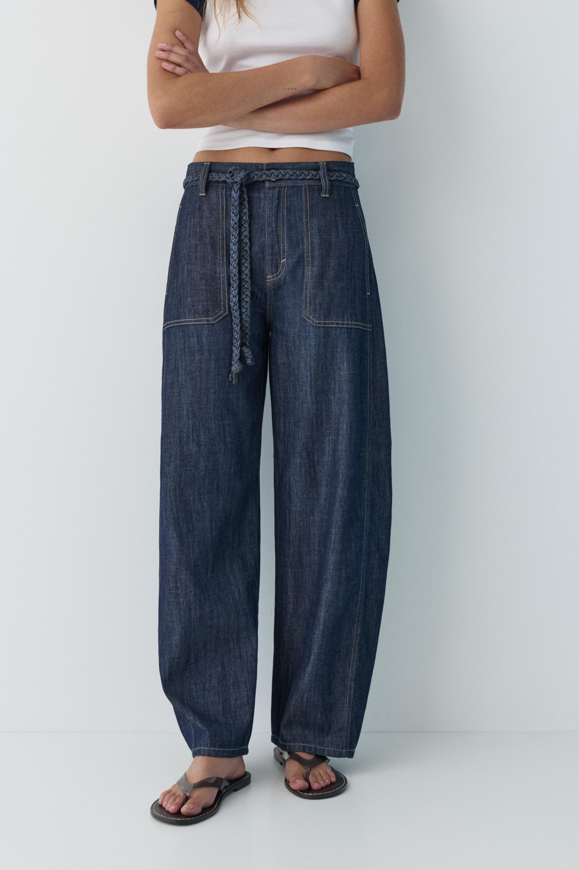 Balloon jeans with drawstring — Navy