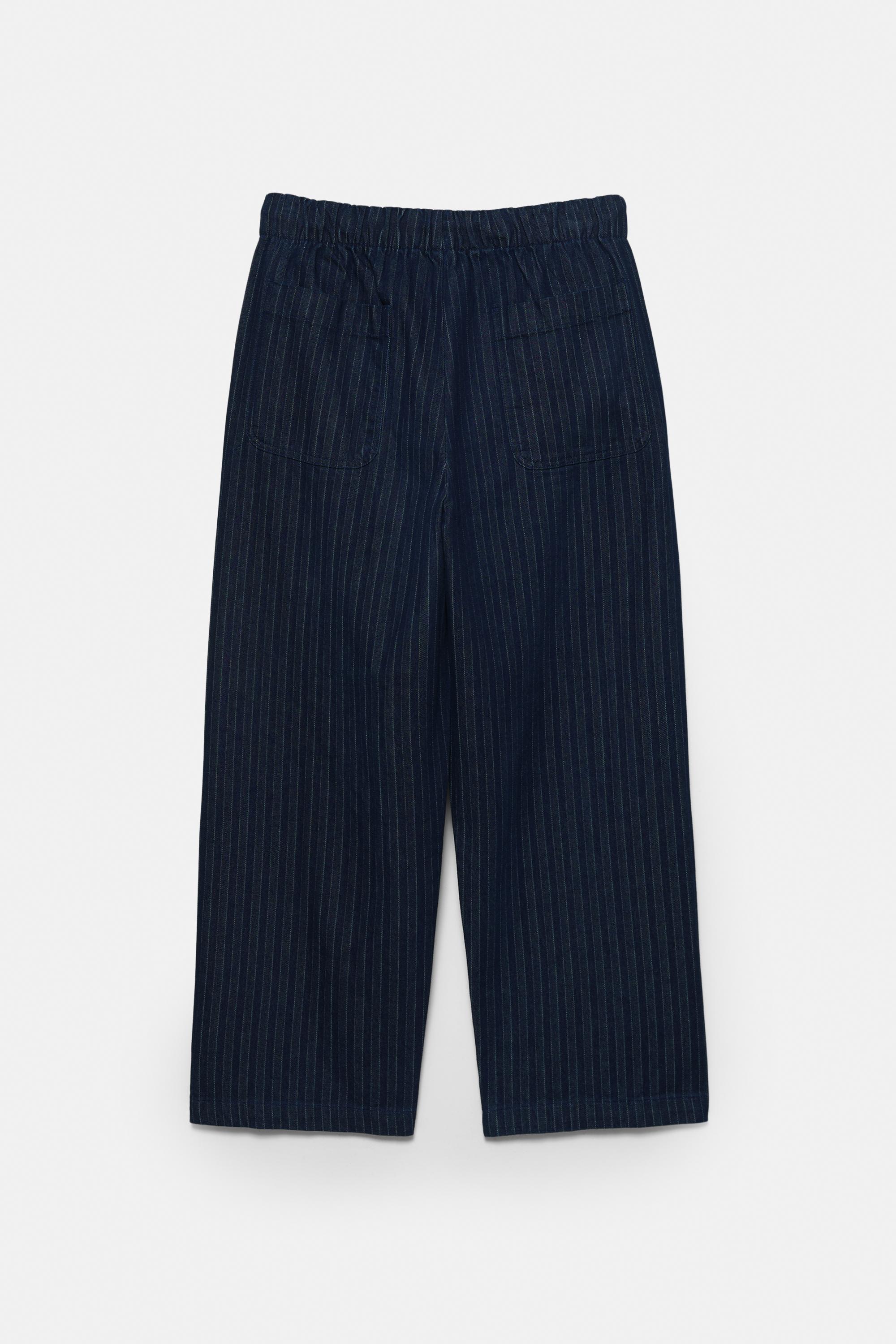 Striped denim jogger trousers — Navy