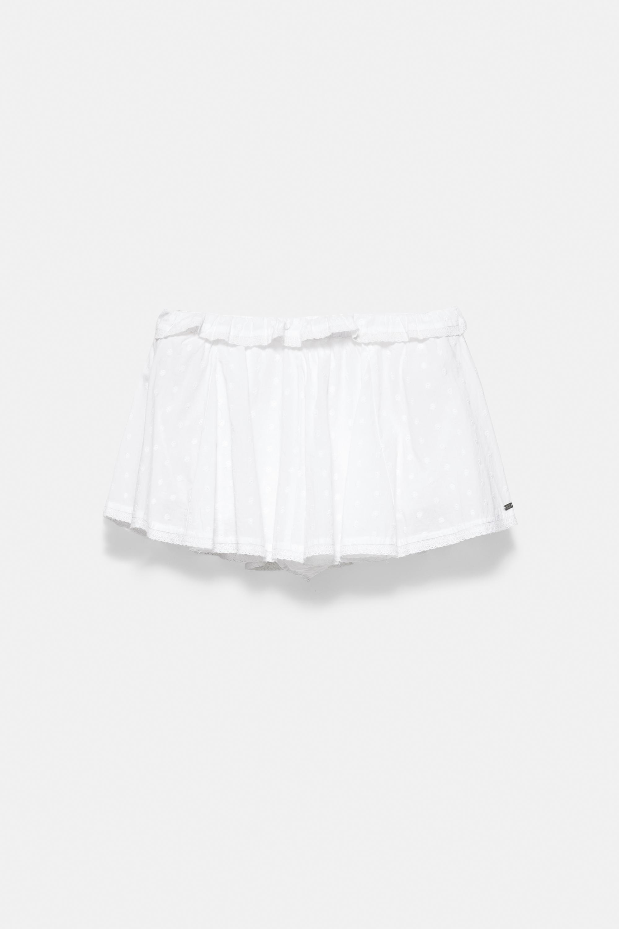 White Swiss embroidery mini skirt — Ice