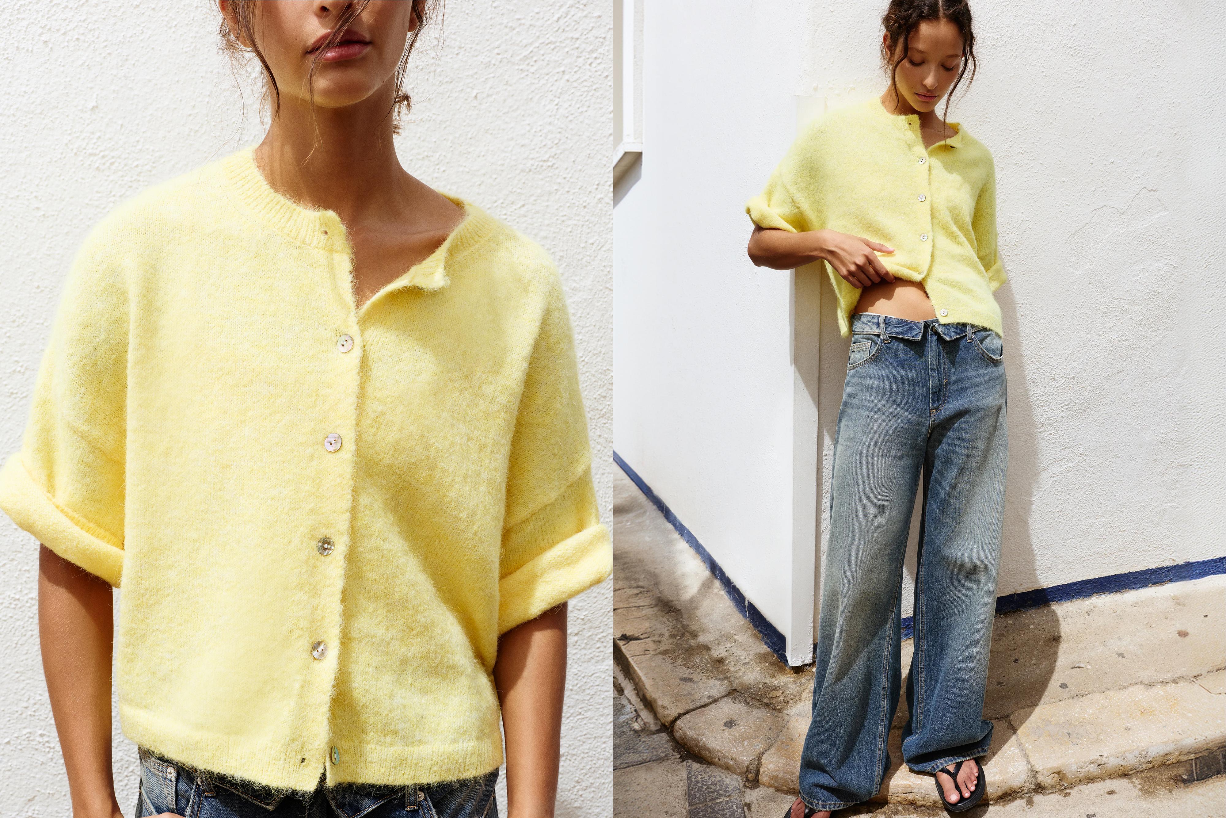 Short sleeve cardigan — Yellow