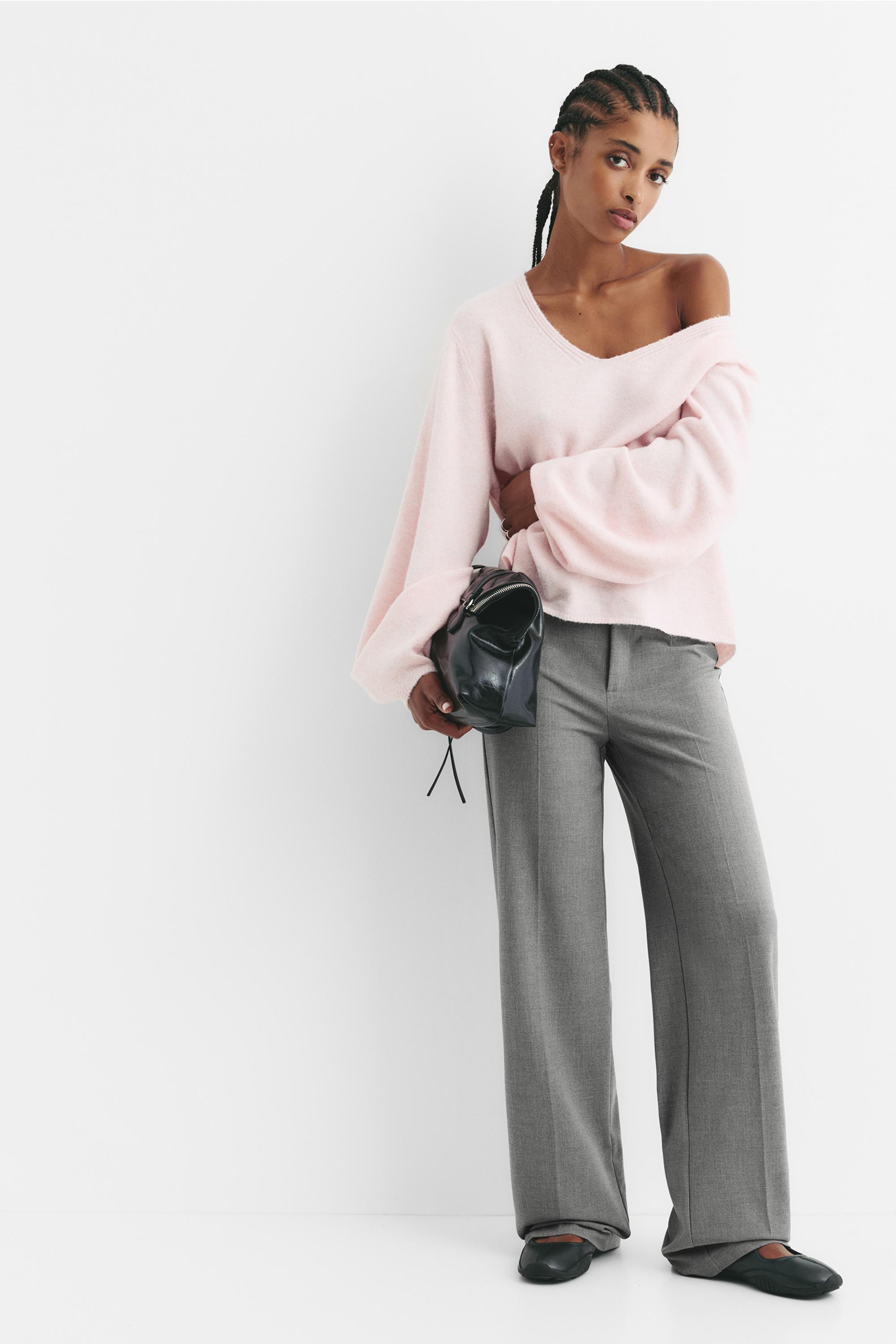 Straight-leg darted trousers — Medium grey