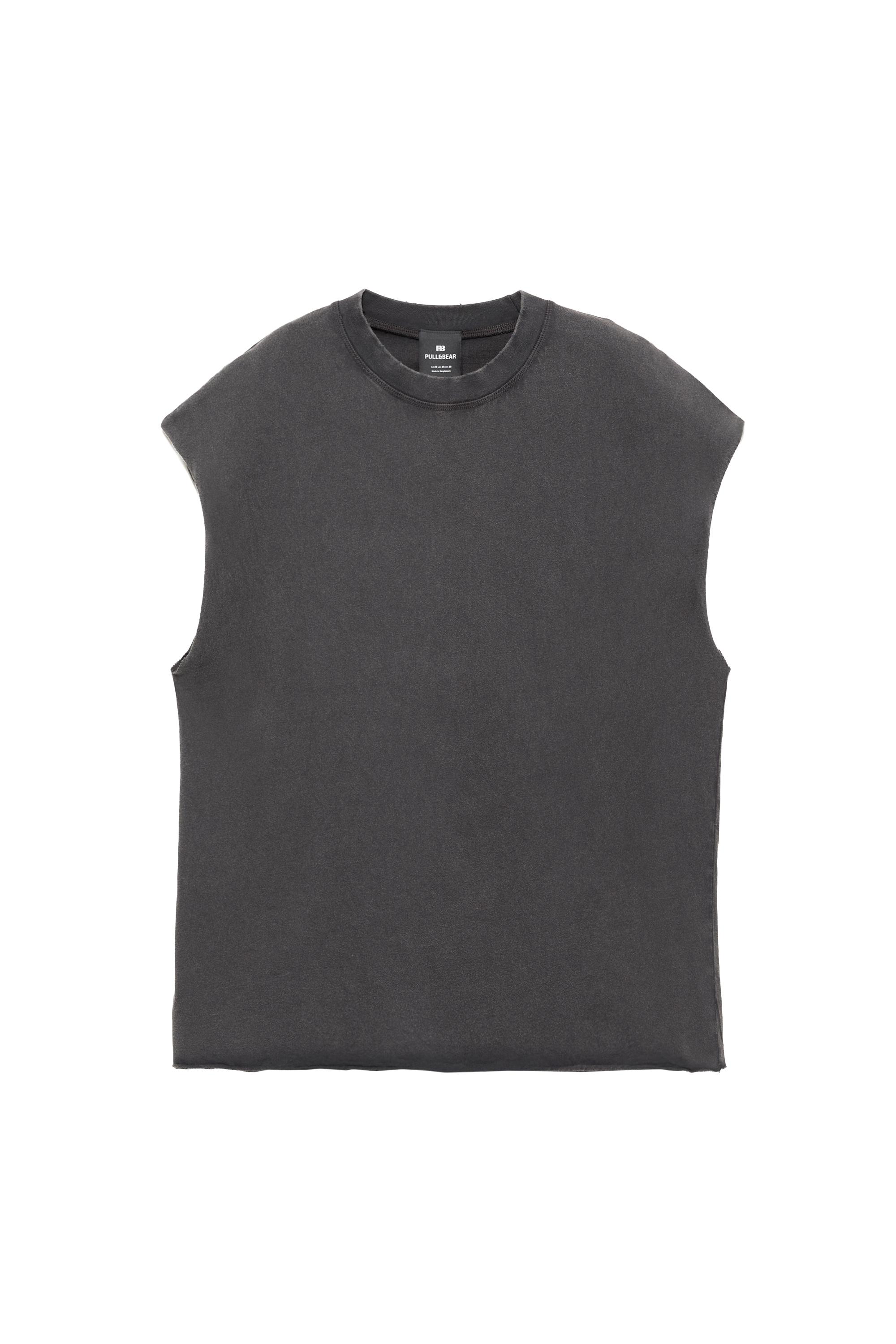 Pull&Bear Asit yıkamalı askılı tişört görsel 4
