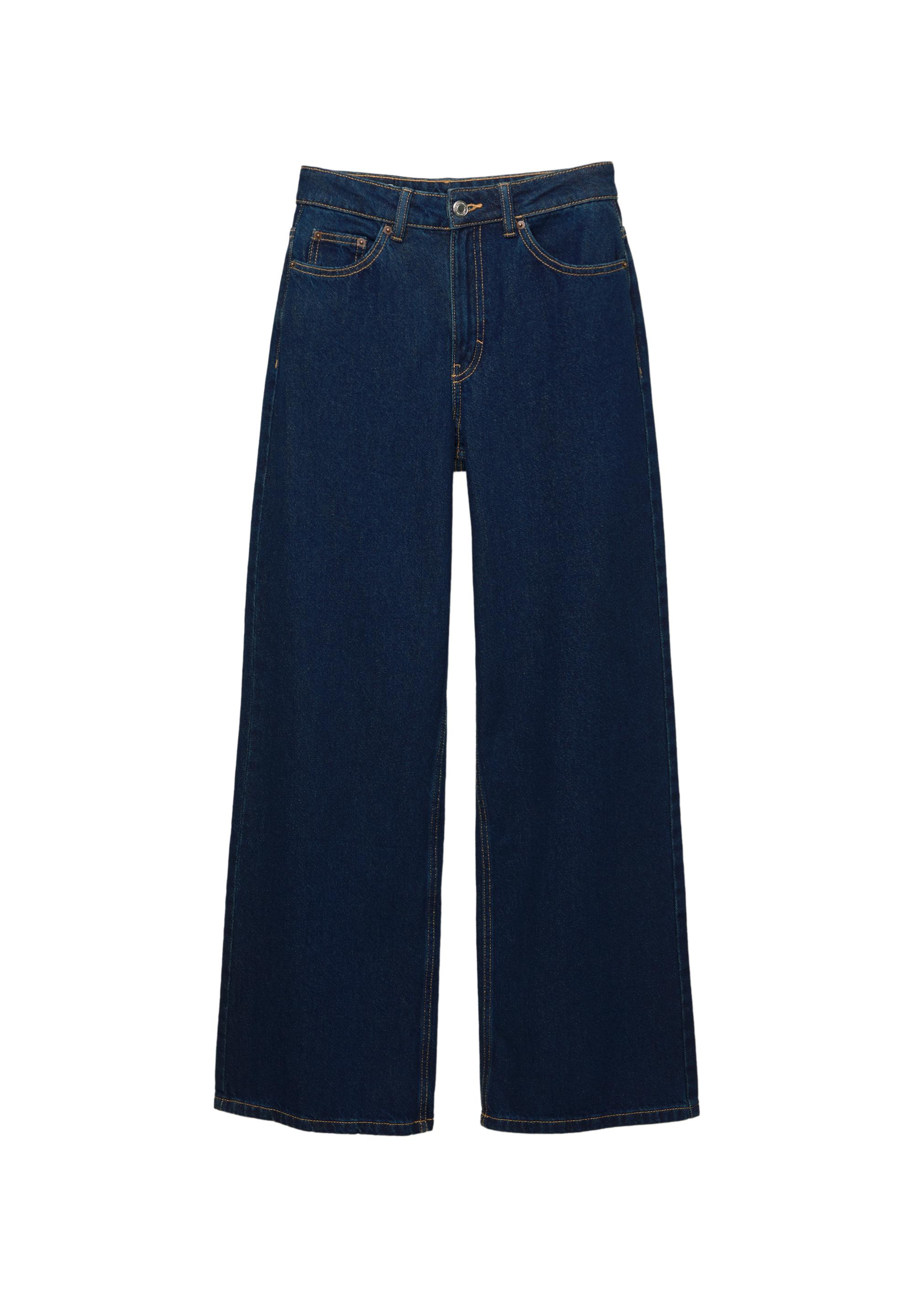 High-waist wide-leg jeans — Navy