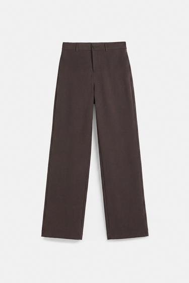 Slim fit straight smart trousers — Brown 6