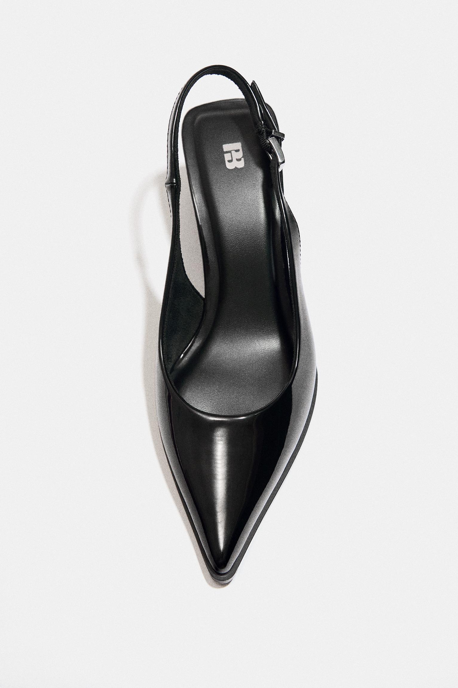 Patent slingback heels — Black