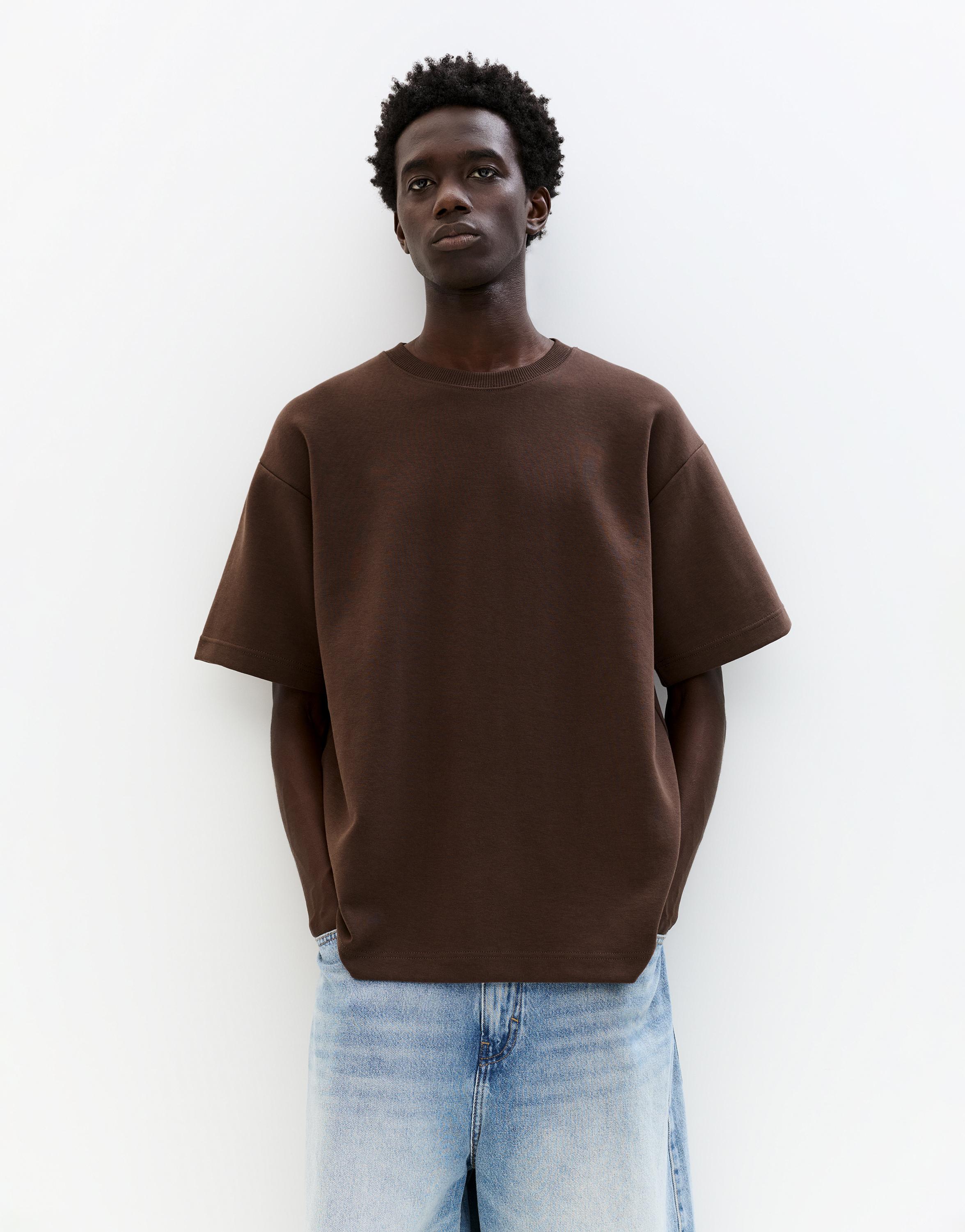 Basic short sleeve sweatshirt — Pale brown