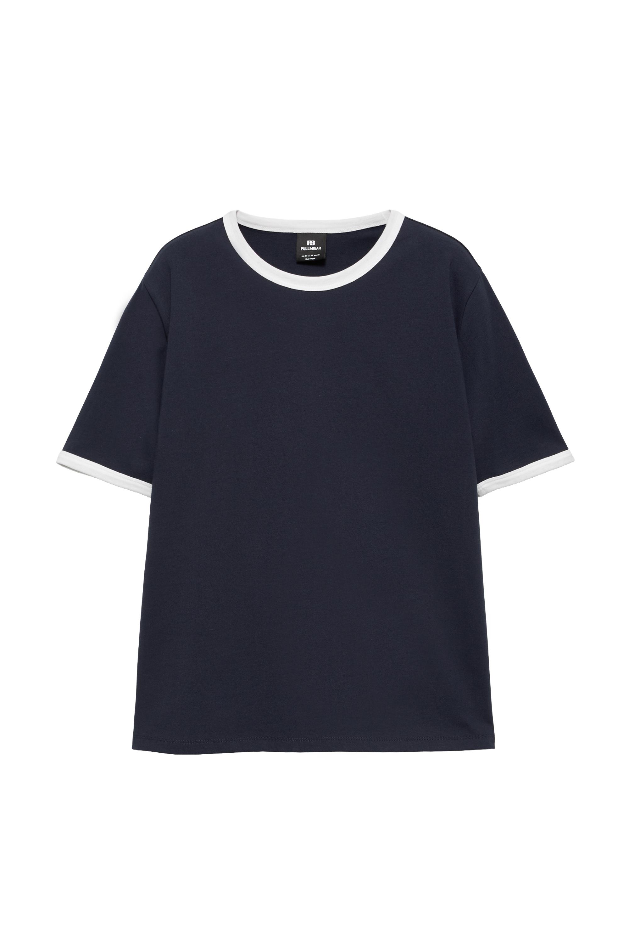 Pull&Bear Kontrast ribana tişört görsel 3