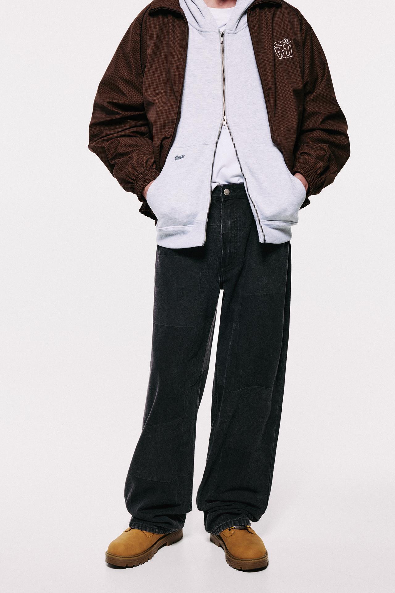 Jacquard relaxed fit jeans — Faded black